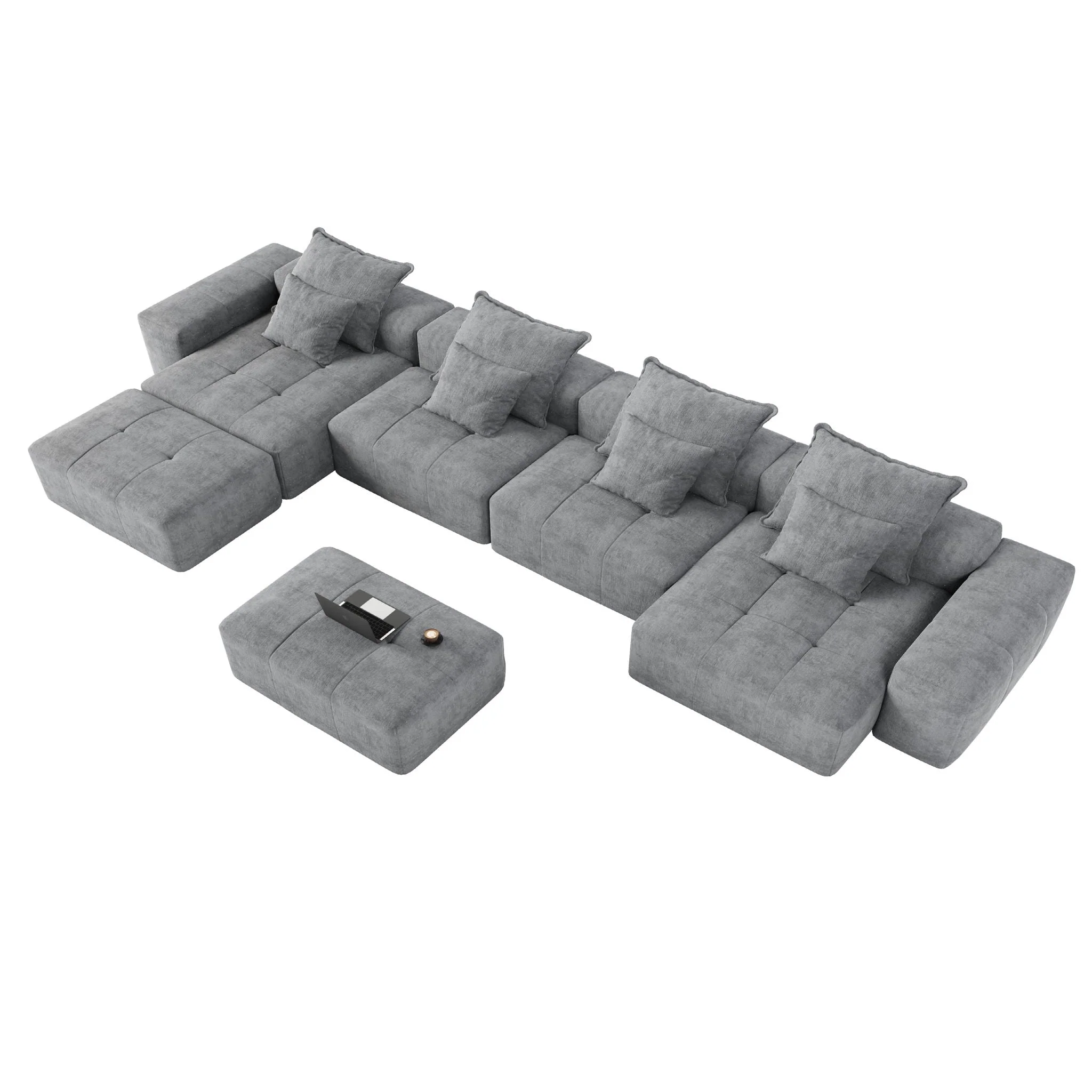 Modern Oversized Diy Combination Modular Sectional Sofa With Pillows - Image 5