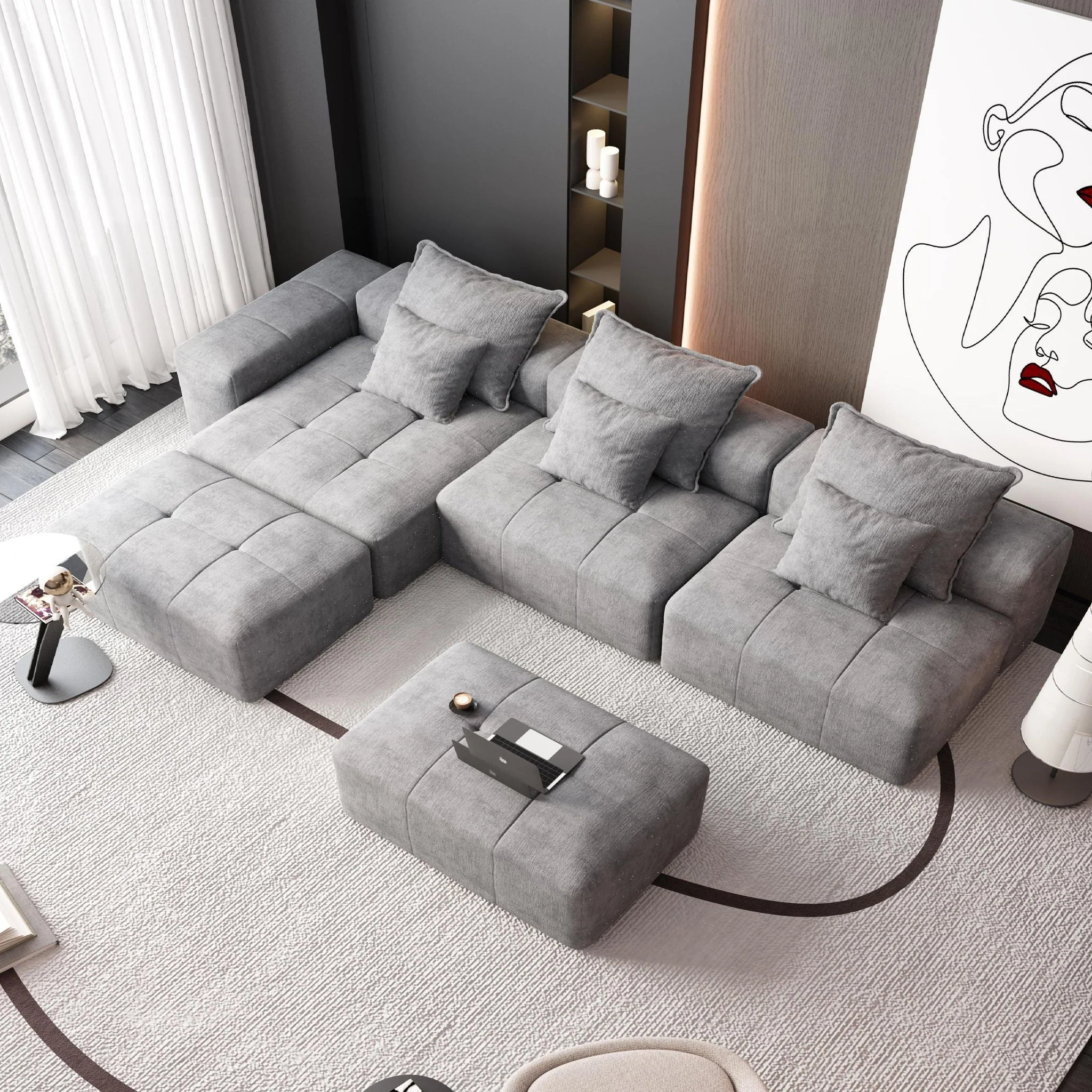 Modern Oversized Diy Combination Modular Sectional Sofa With Pillows - Image 50
