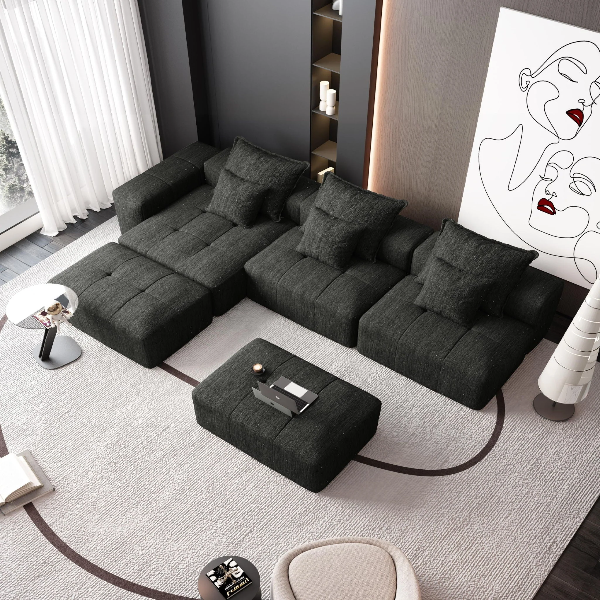 Modern Oversized Diy Combination Modular Sectional Sofa With Pillows - Image 54