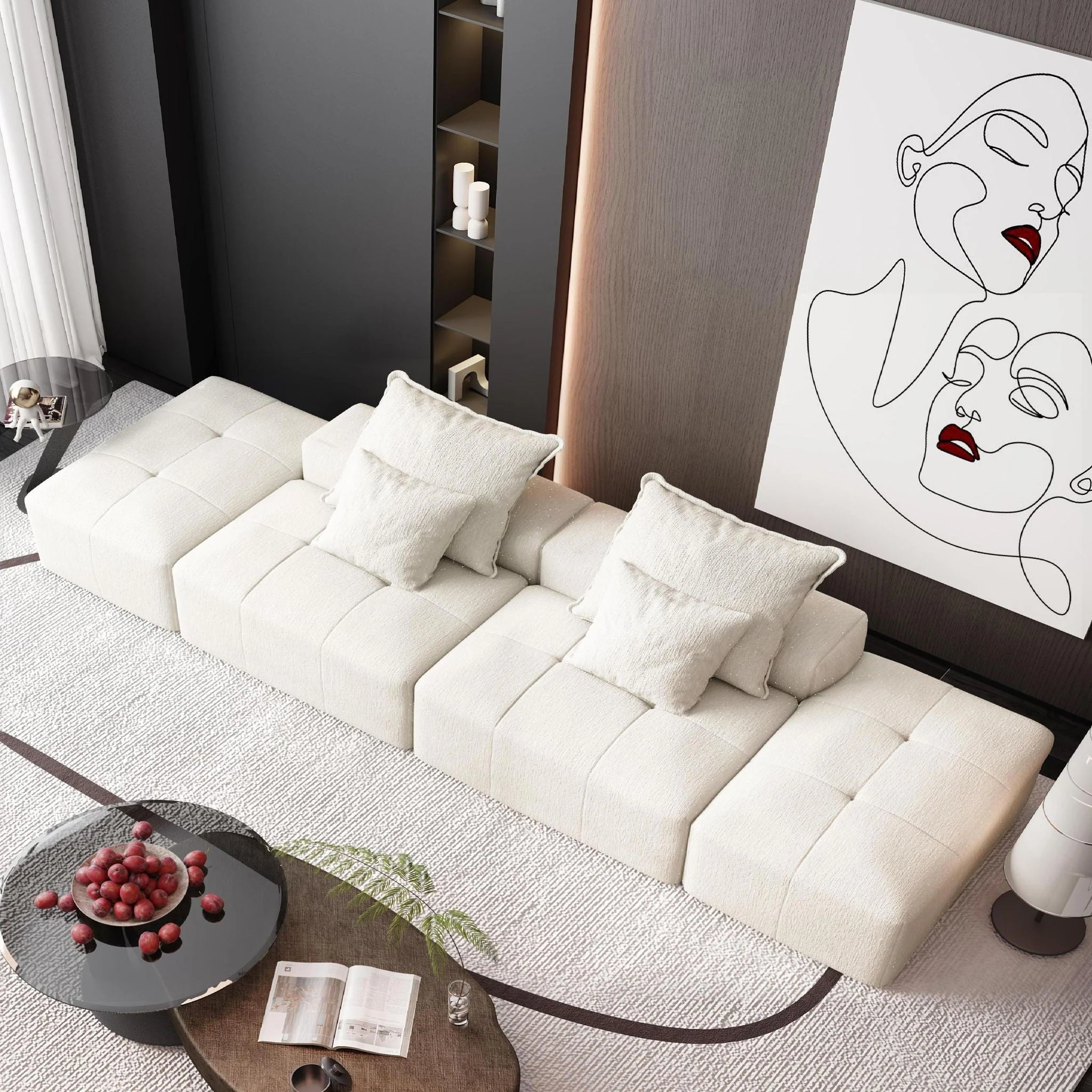 Modern Oversized Diy Combination Modular Sectional Sofa With Pillows - Image 55