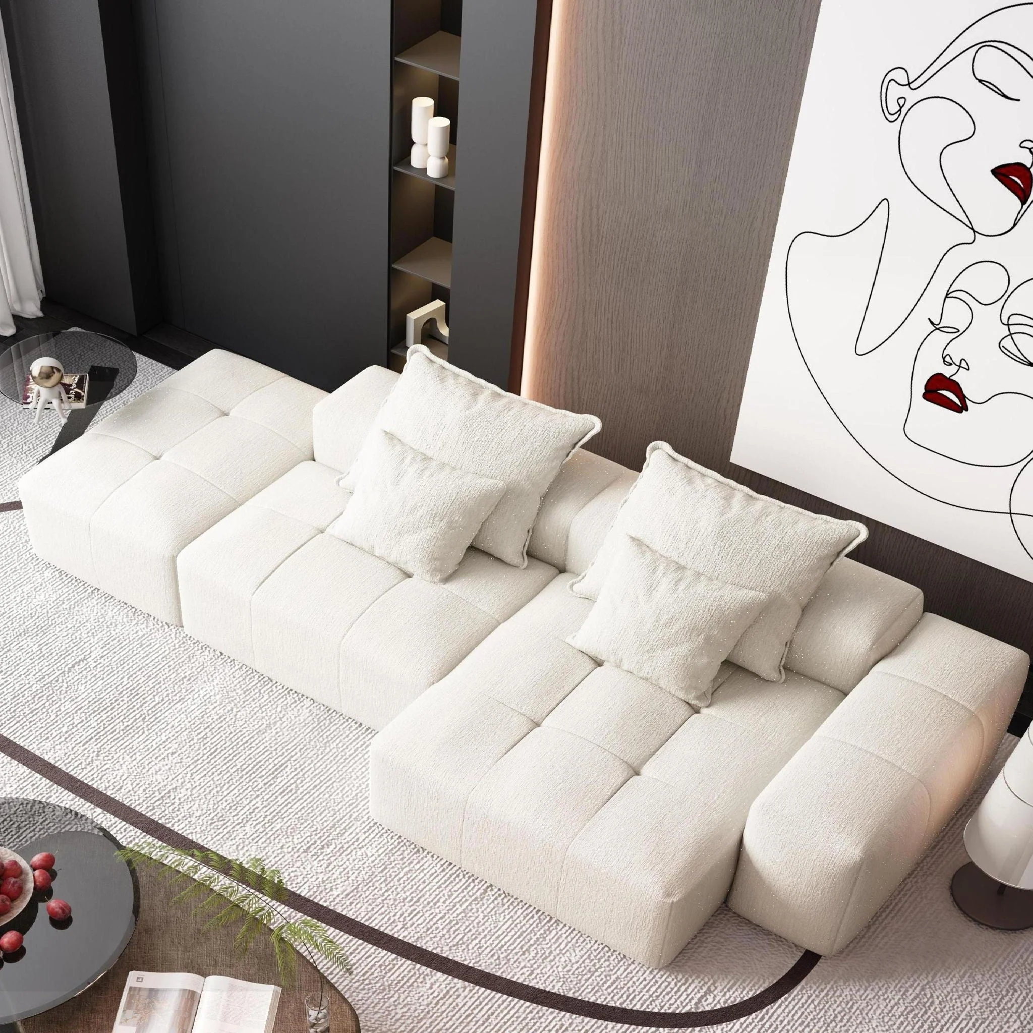 Modern Oversized Diy Combination Modular Sectional Sofa With Pillows - Image 56