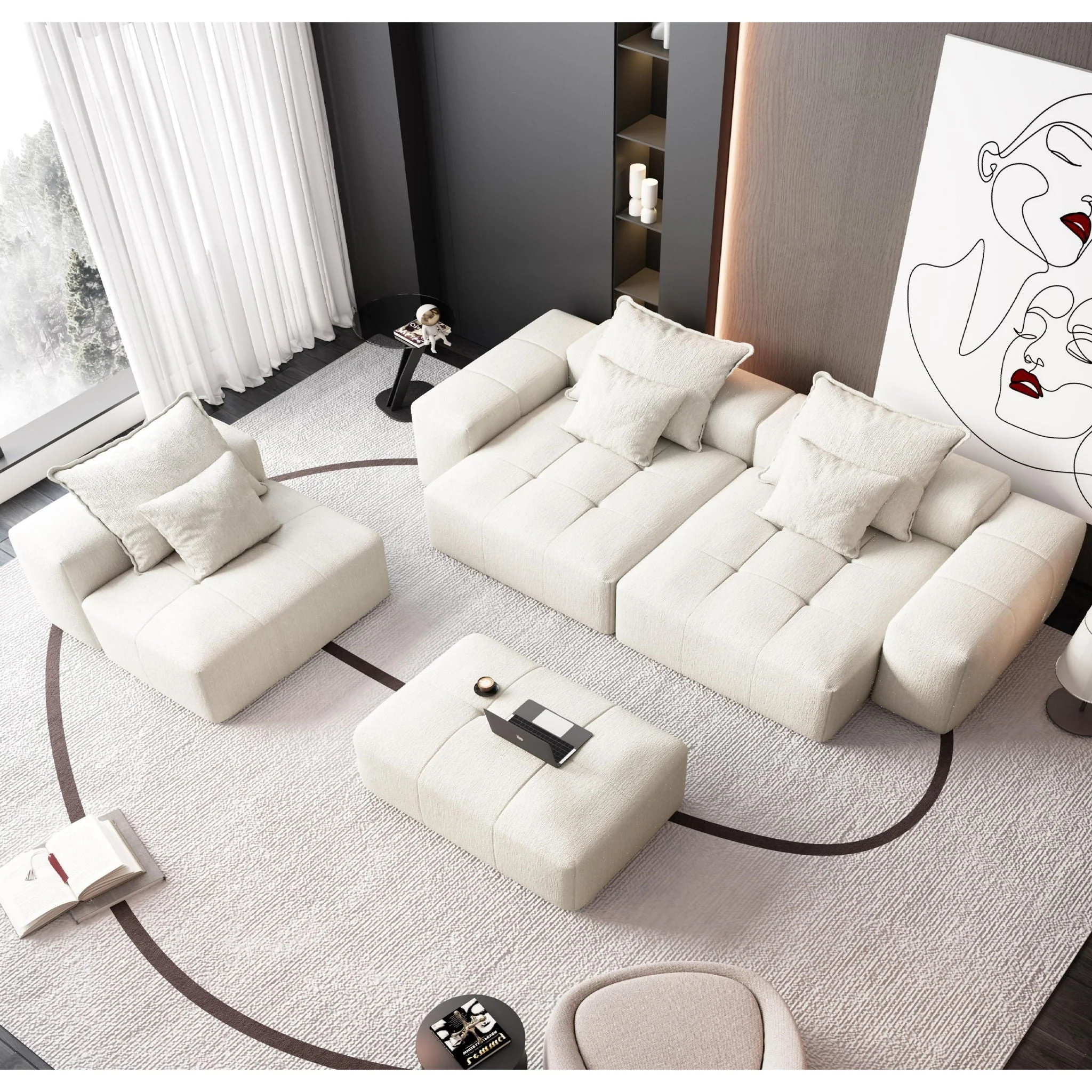 Modern Oversized Diy Combination Modular Sectional Sofa With Pillows - Image 58