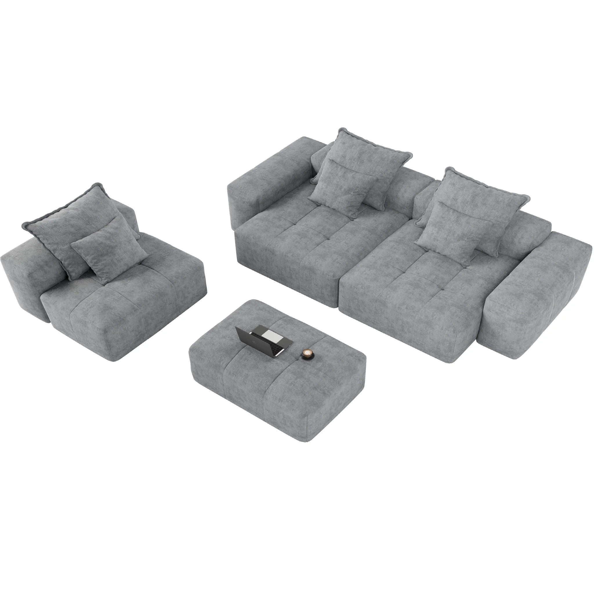 Modern Oversized Diy Combination Modular Sectional Sofa With Pillows - Image 6