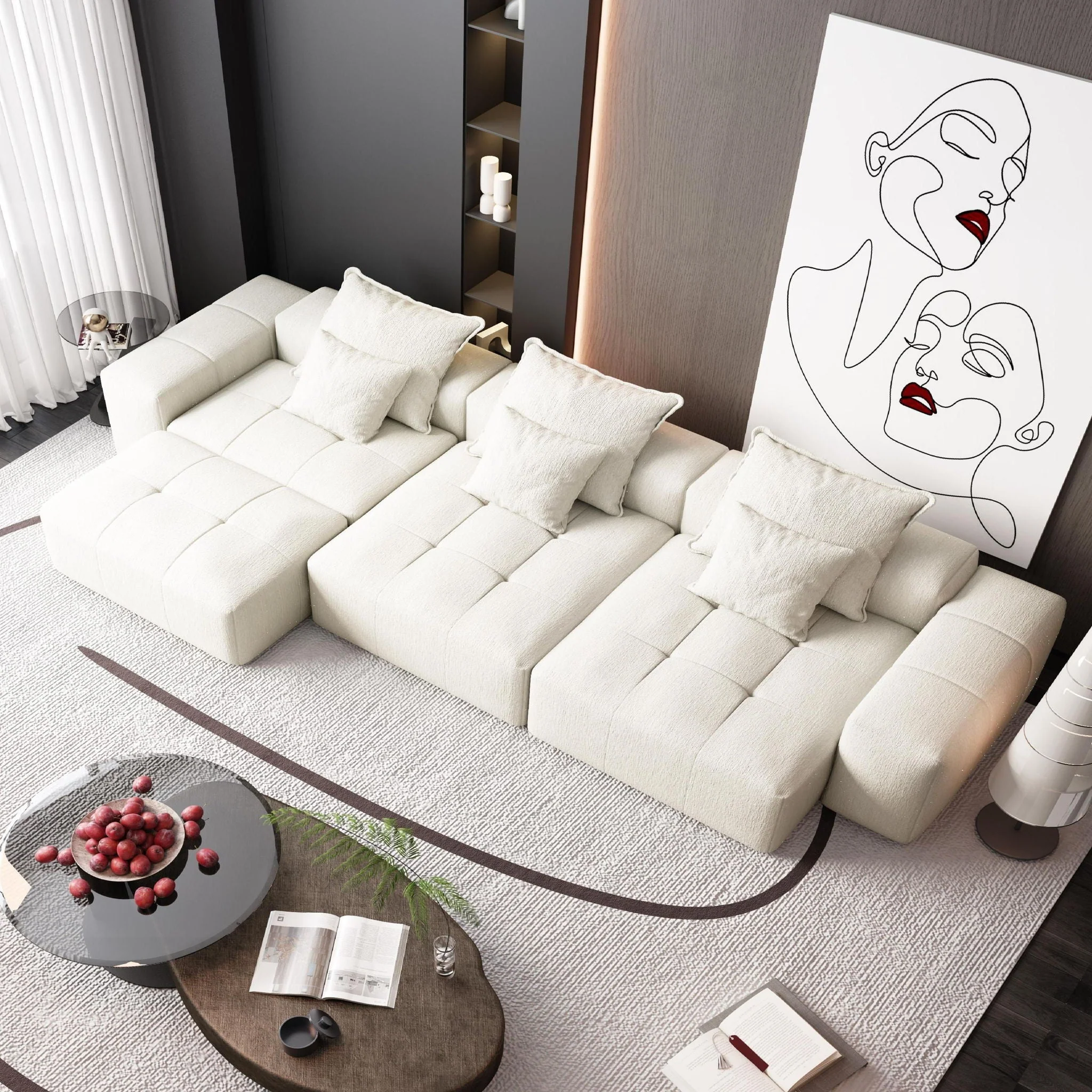 Modern Oversized Diy Combination Modular Sectional Sofa With Pillows - Image 60
