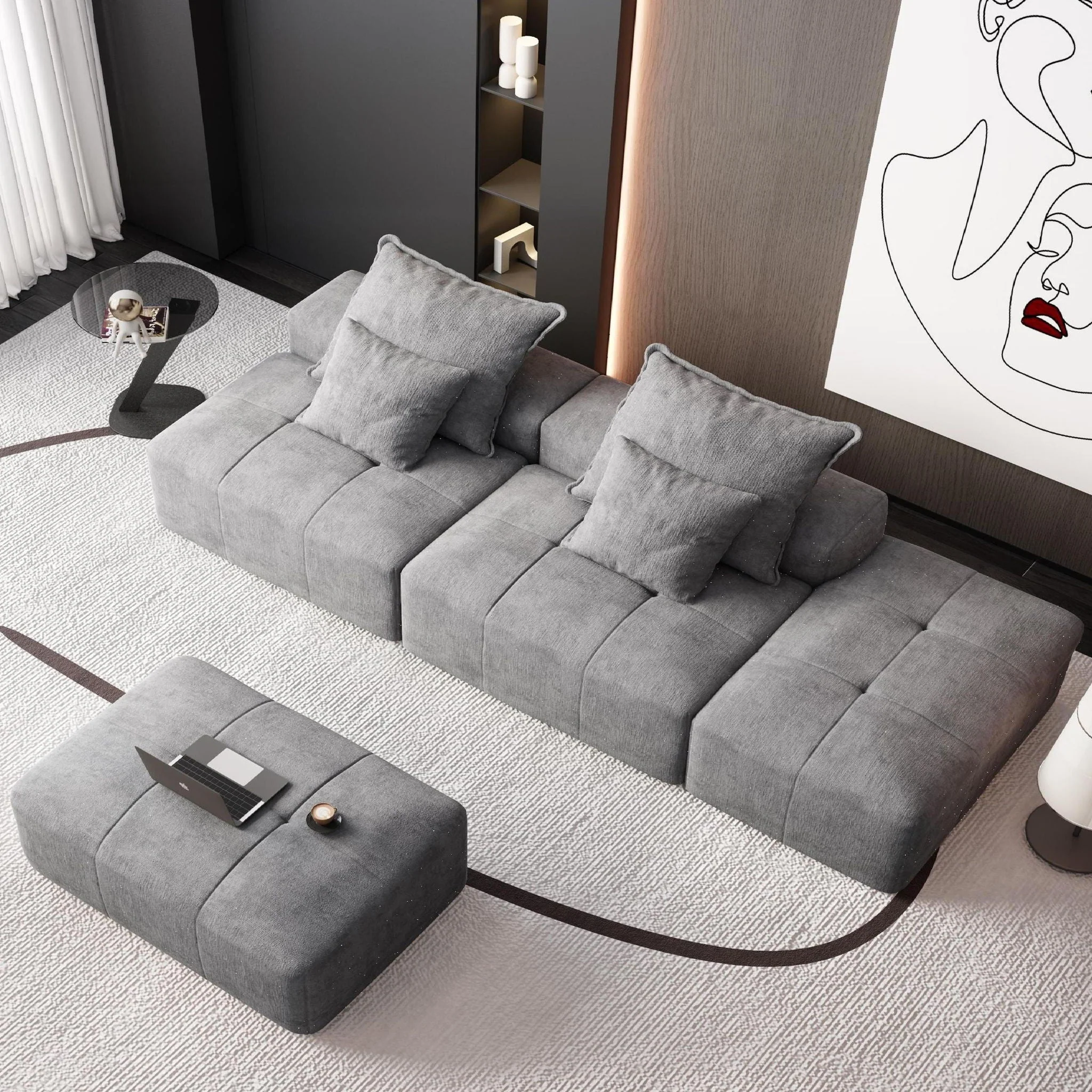 Modern Oversized Diy Combination Modular Sectional Sofa With Pillows - Image 64