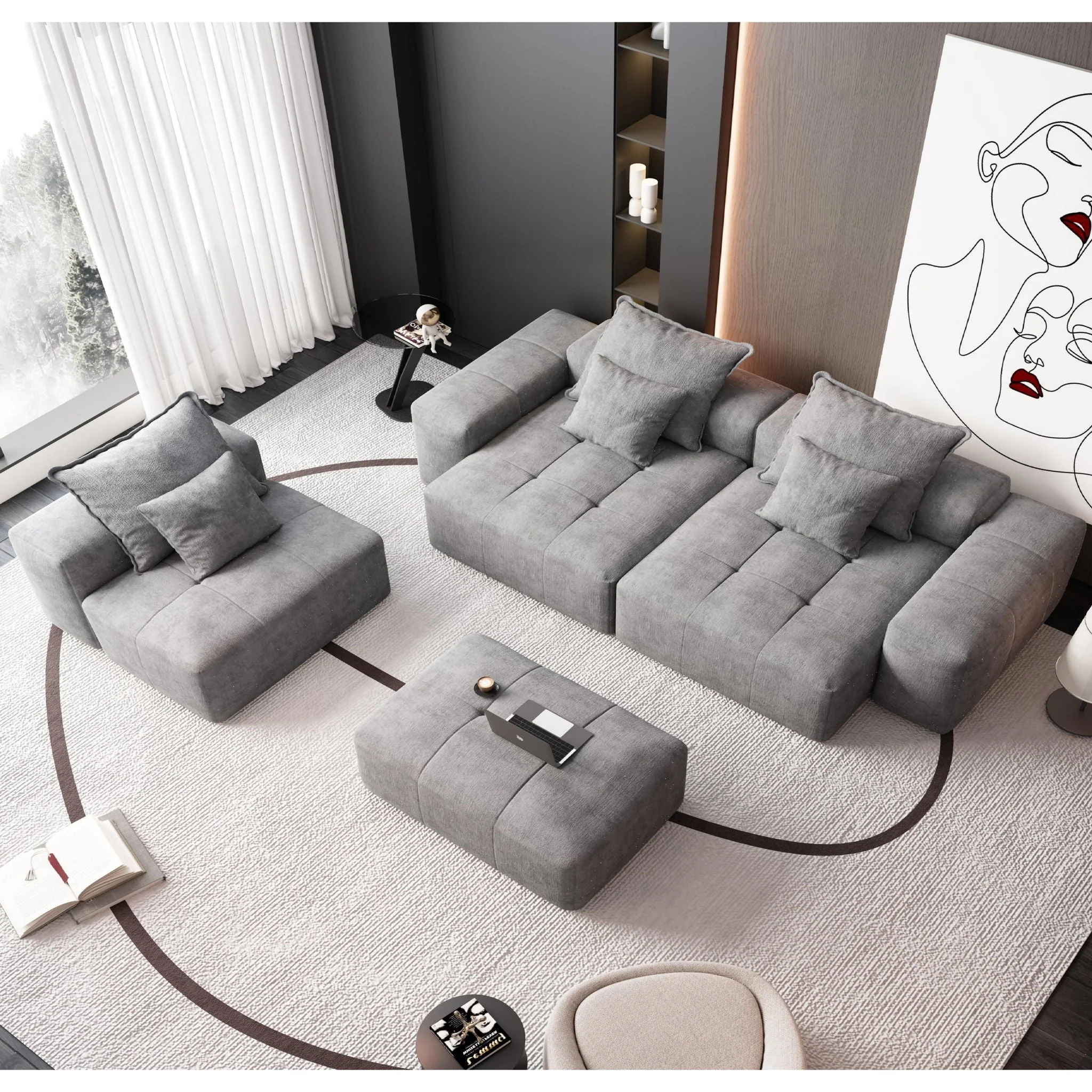 Modern Oversized Diy Combination Modular Sectional Sofa With Pillows - Image 71