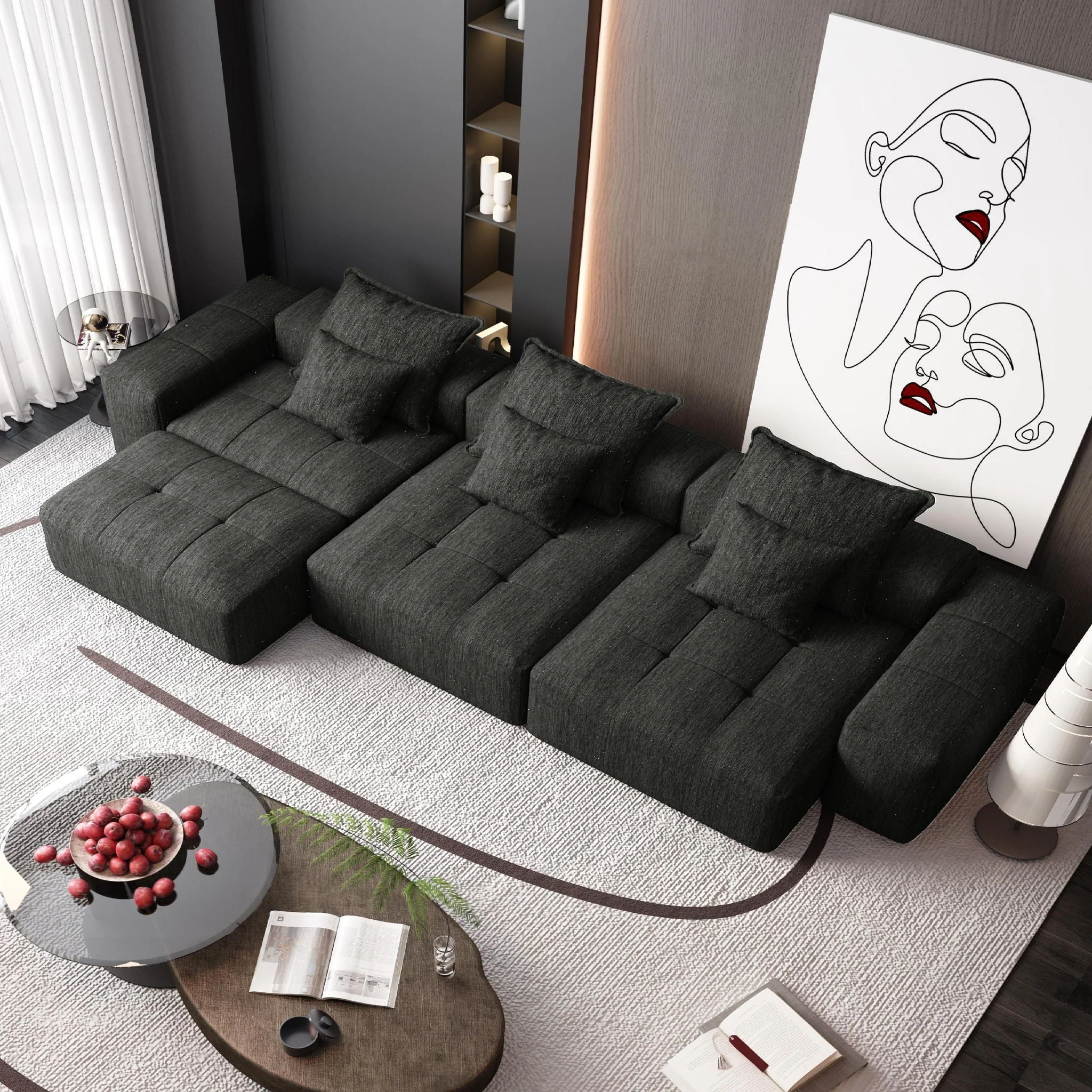 Modern Oversized Diy Combination Modular Sectional Sofa With Pillows - Image 74