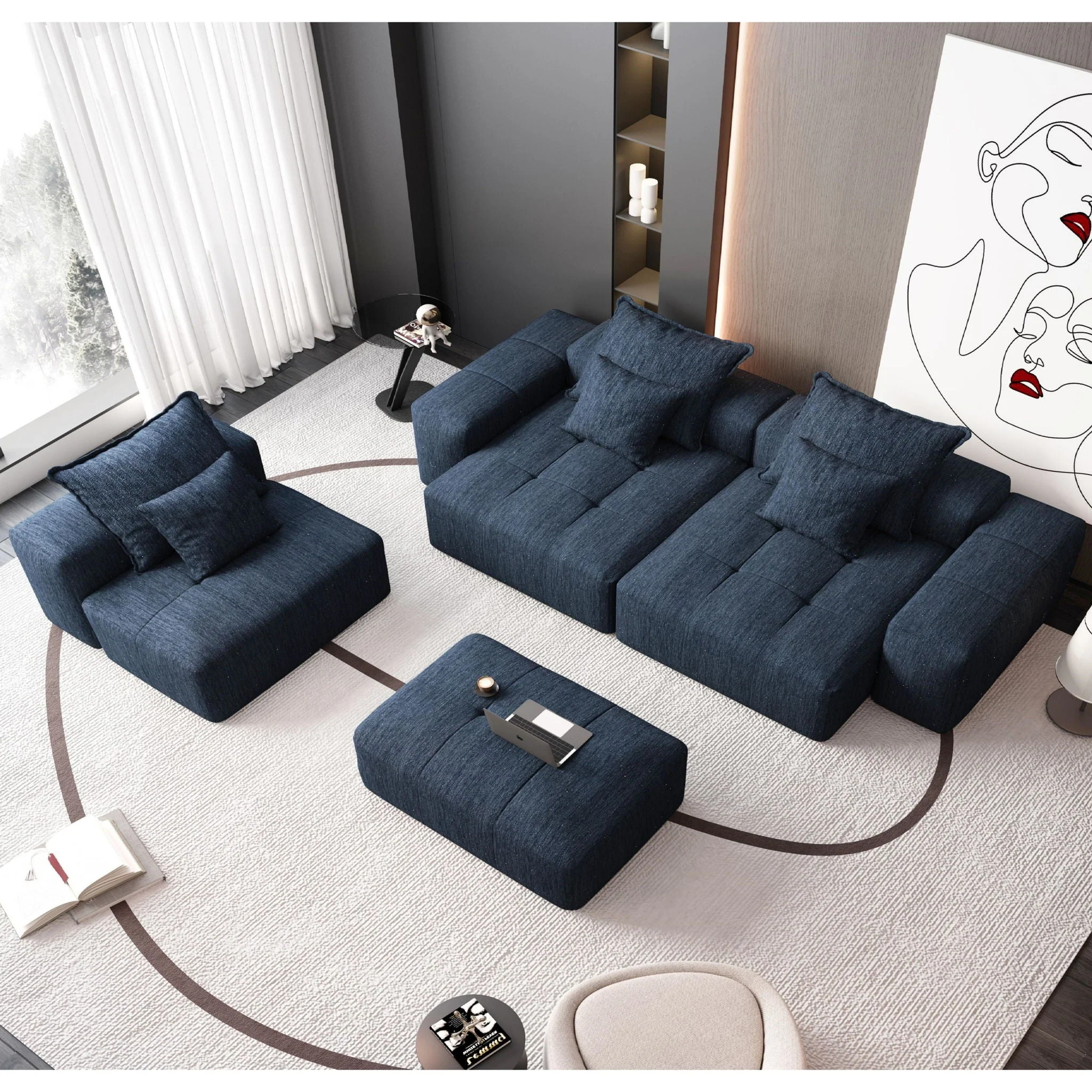 Modern Oversized Diy Combination Modular Sectional Sofa With Pillows - Image 75