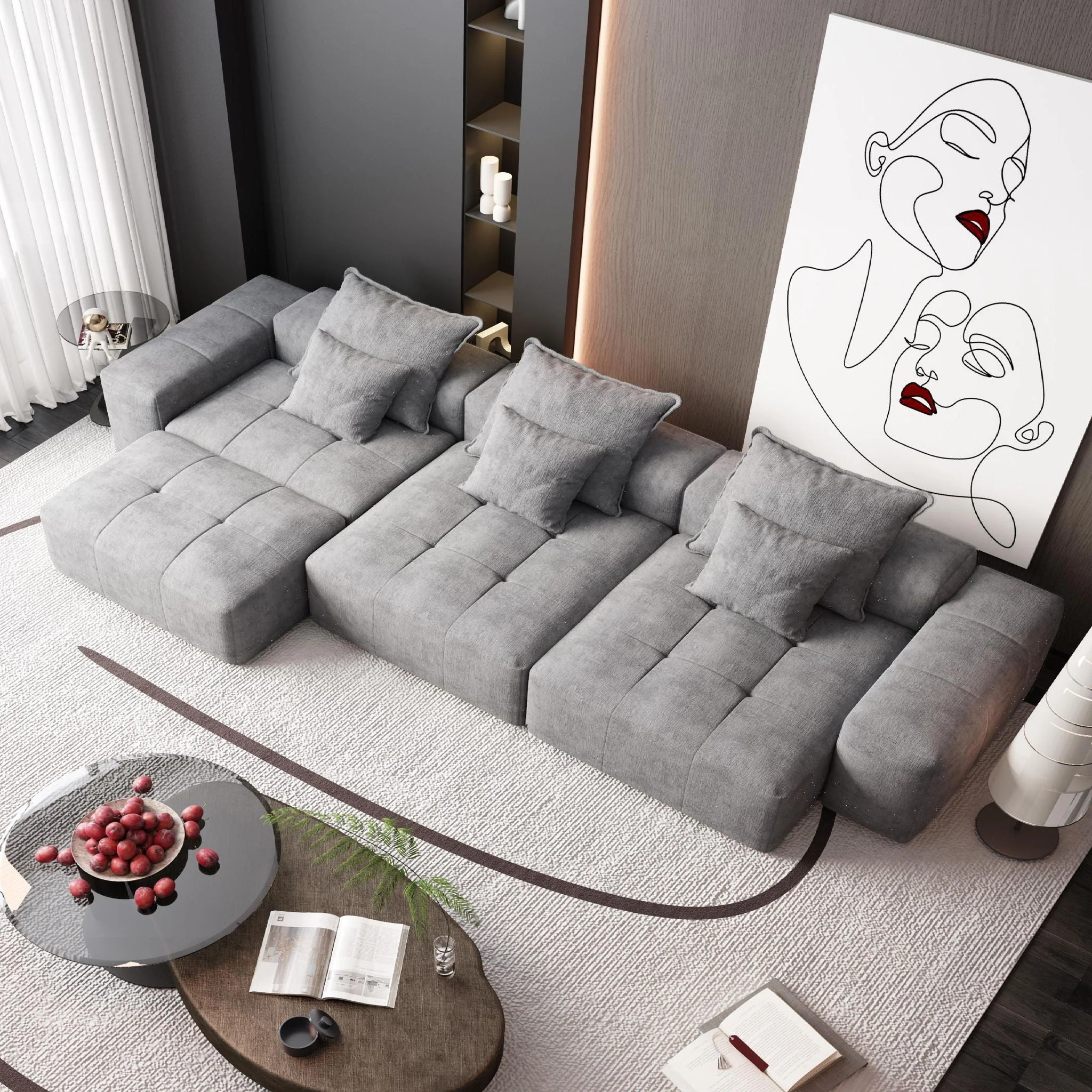 Modern Oversized Diy Combination Modular Sectional Sofa With Pillows - Image 76