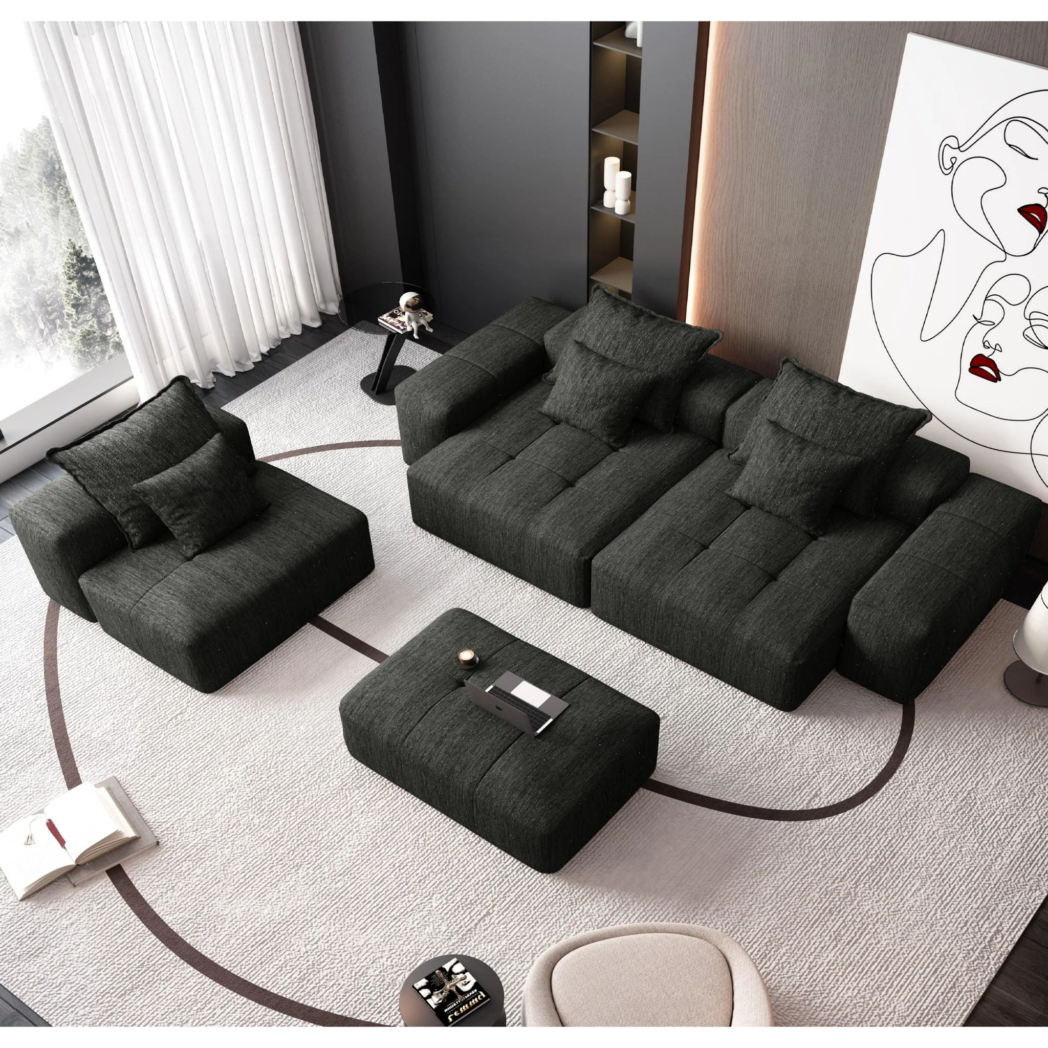Modern Oversized Diy Combination Modular Sectional Sofa With Pillows - Image 77