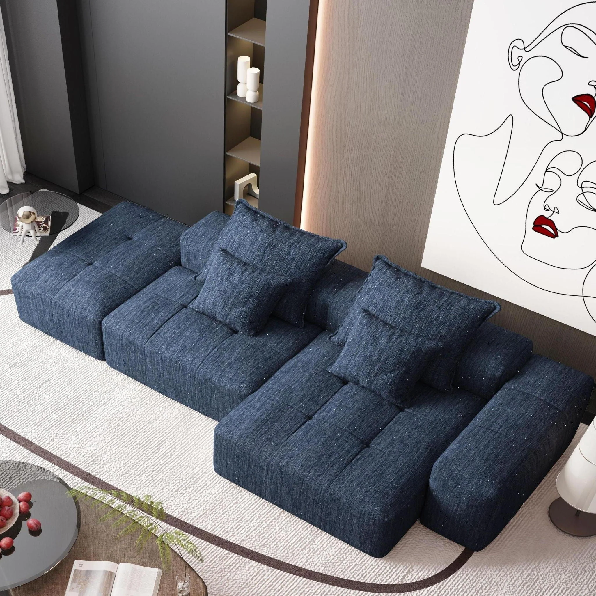Modern Oversized Diy Combination Modular Sectional Sofa With Pillows - Image 78