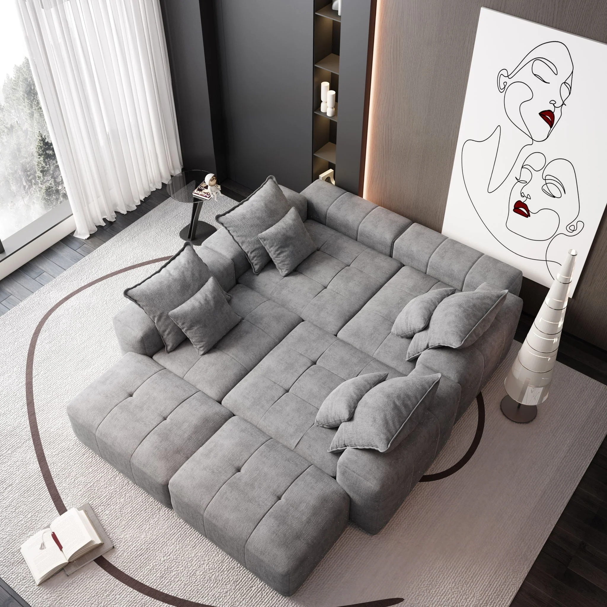 Modern Oversized Diy Combination Modular Sectional Sofa With Pillows - Image 83