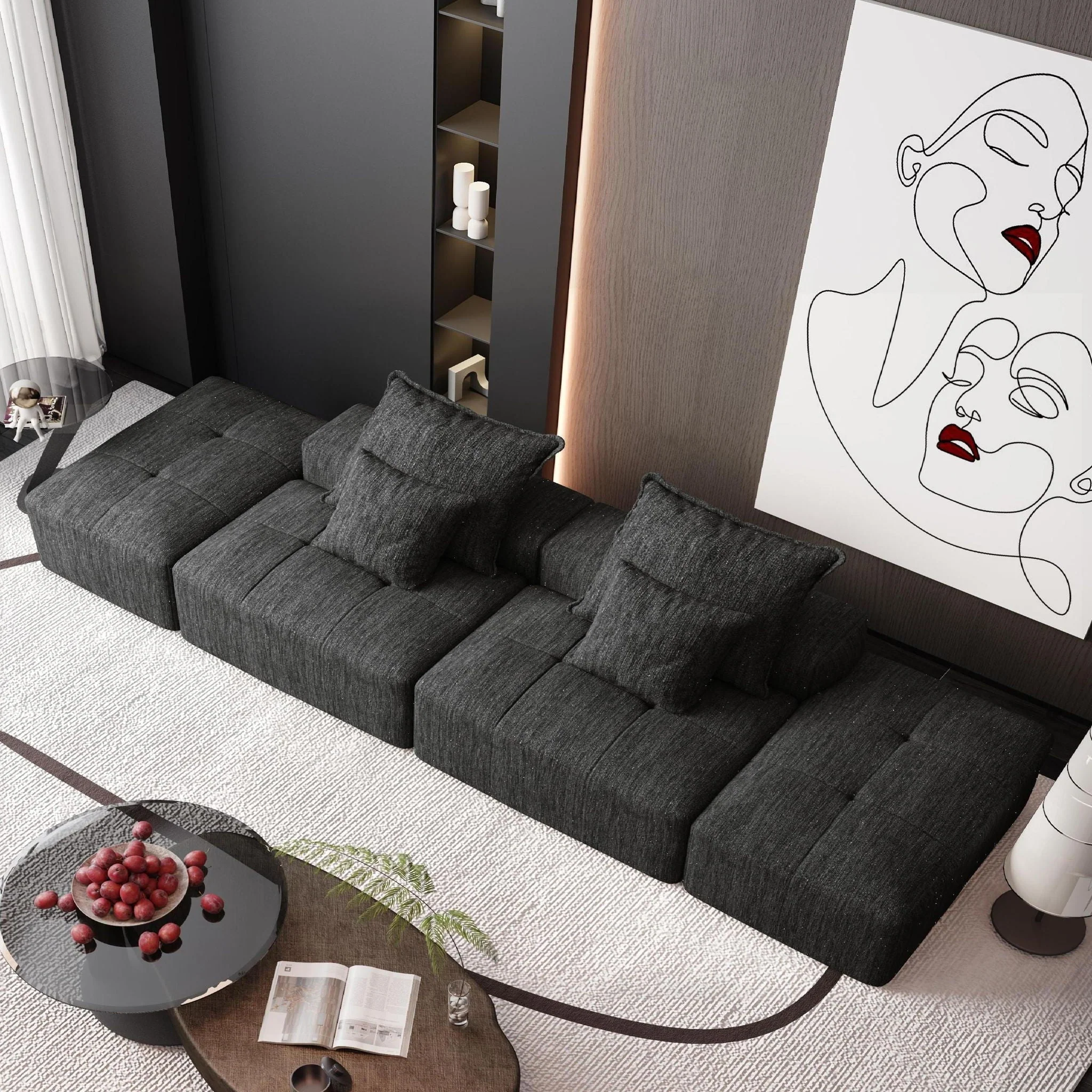 Modern Oversized Diy Combination Modular Sectional Sofa With Pillows - Image 87