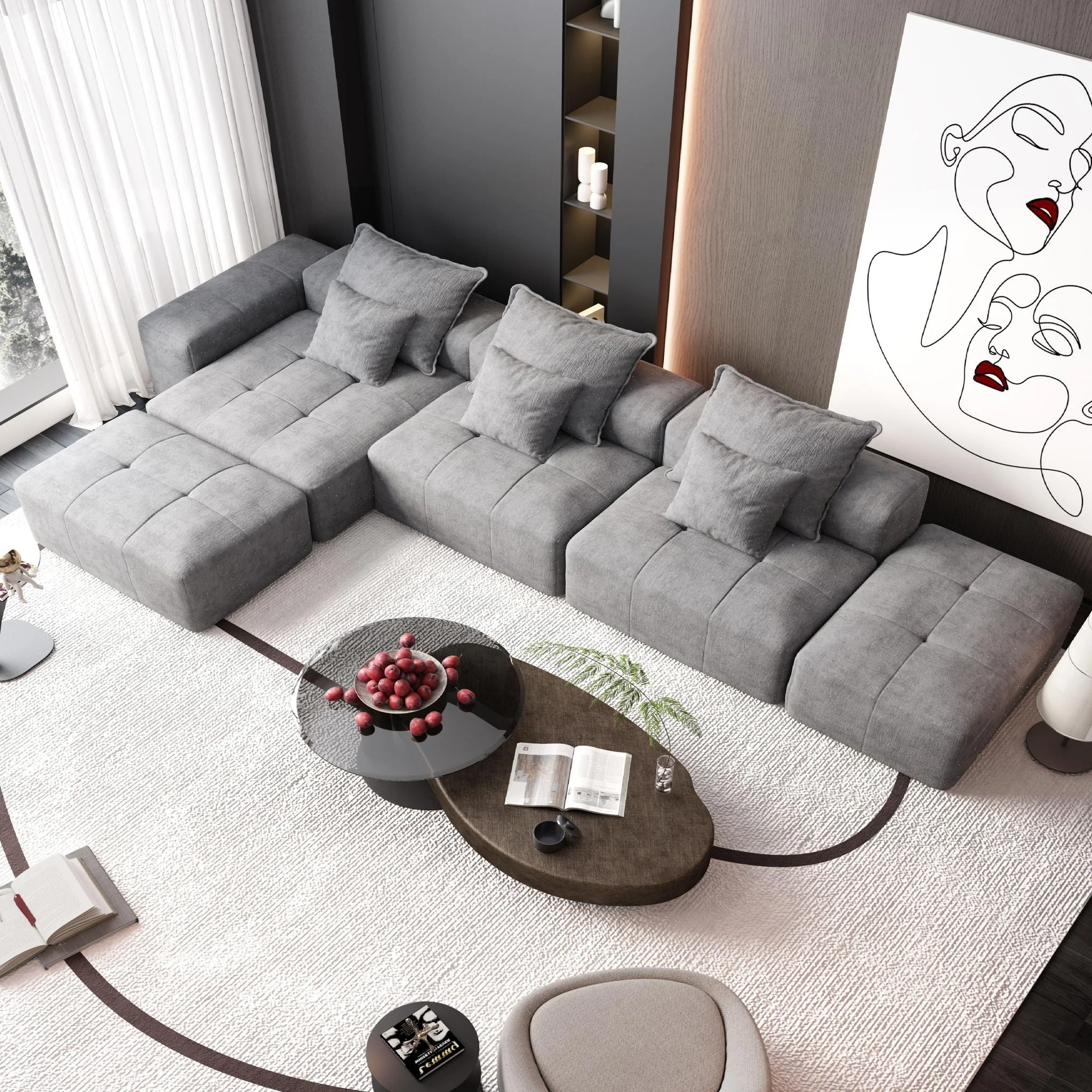 Modern Oversized Diy Combination Modular Sectional Sofa With Pillows - Image 88