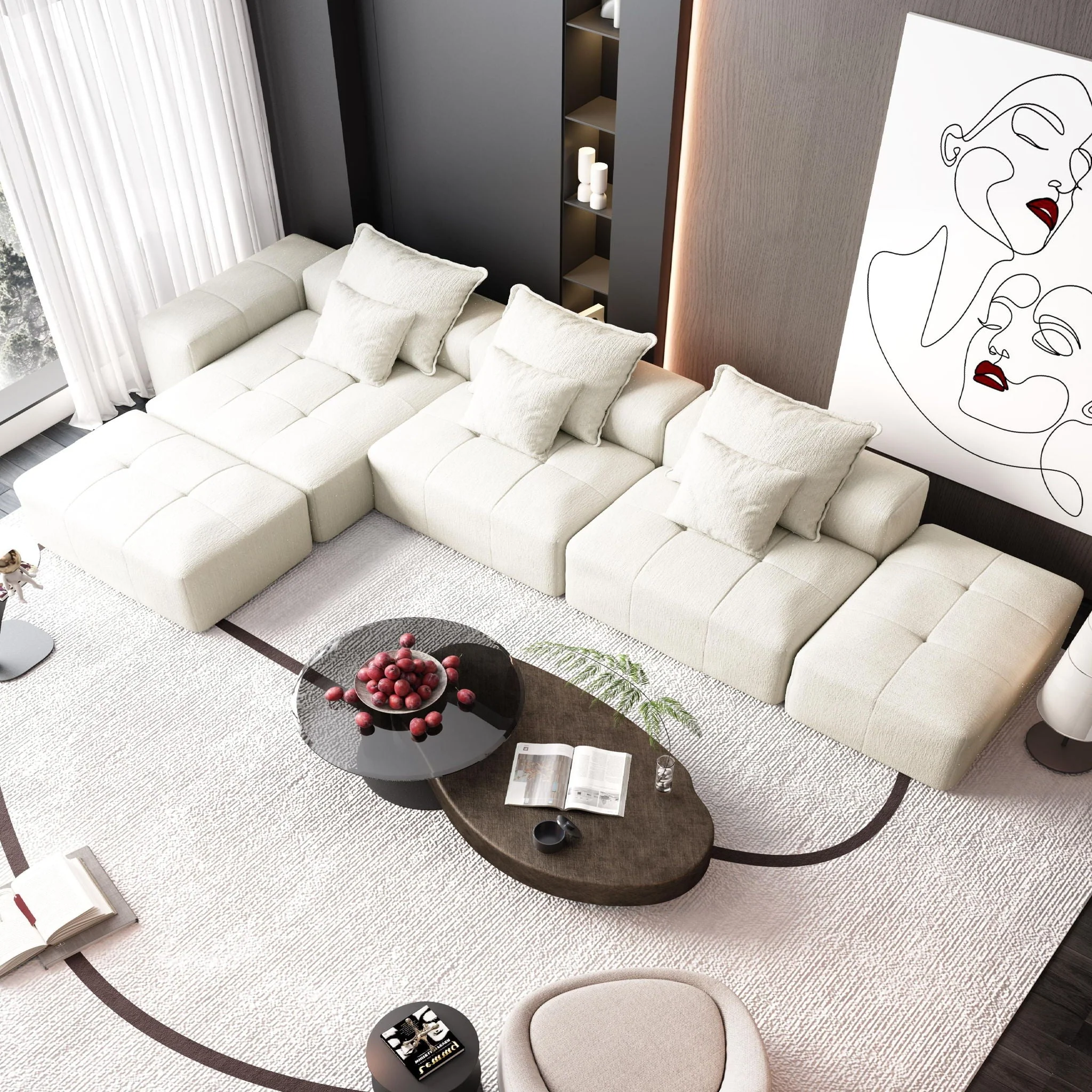 Modern Oversized Diy Combination Modular Sectional Sofa With Pillows - Image 91