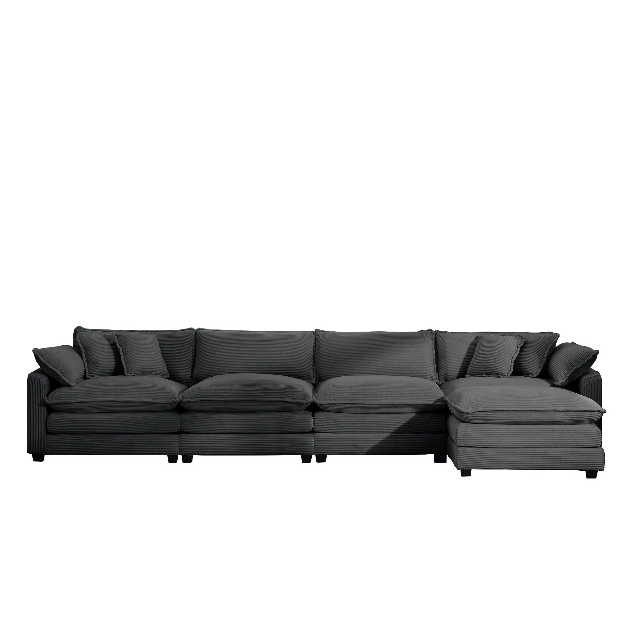 Modern Oversized Modular Cushion Sofa With Ottoman, Low Back, Deep Seating Sofa Set - Image 10