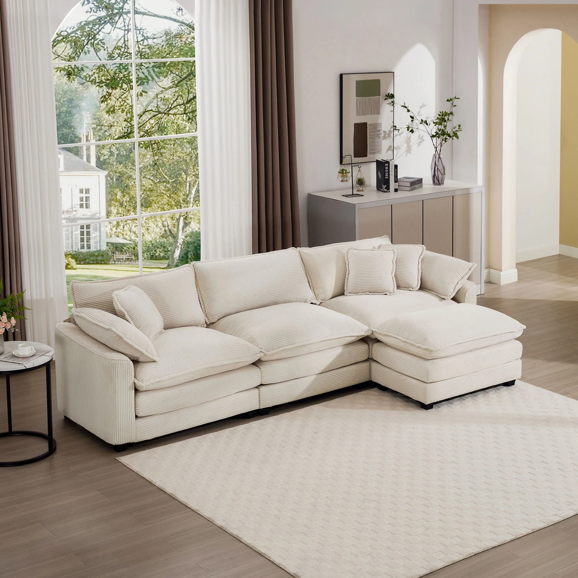 Modern Oversized Modular Cushion Sofa With Ottoman, Low Back, Deep Seating Sofa Set - Image 101