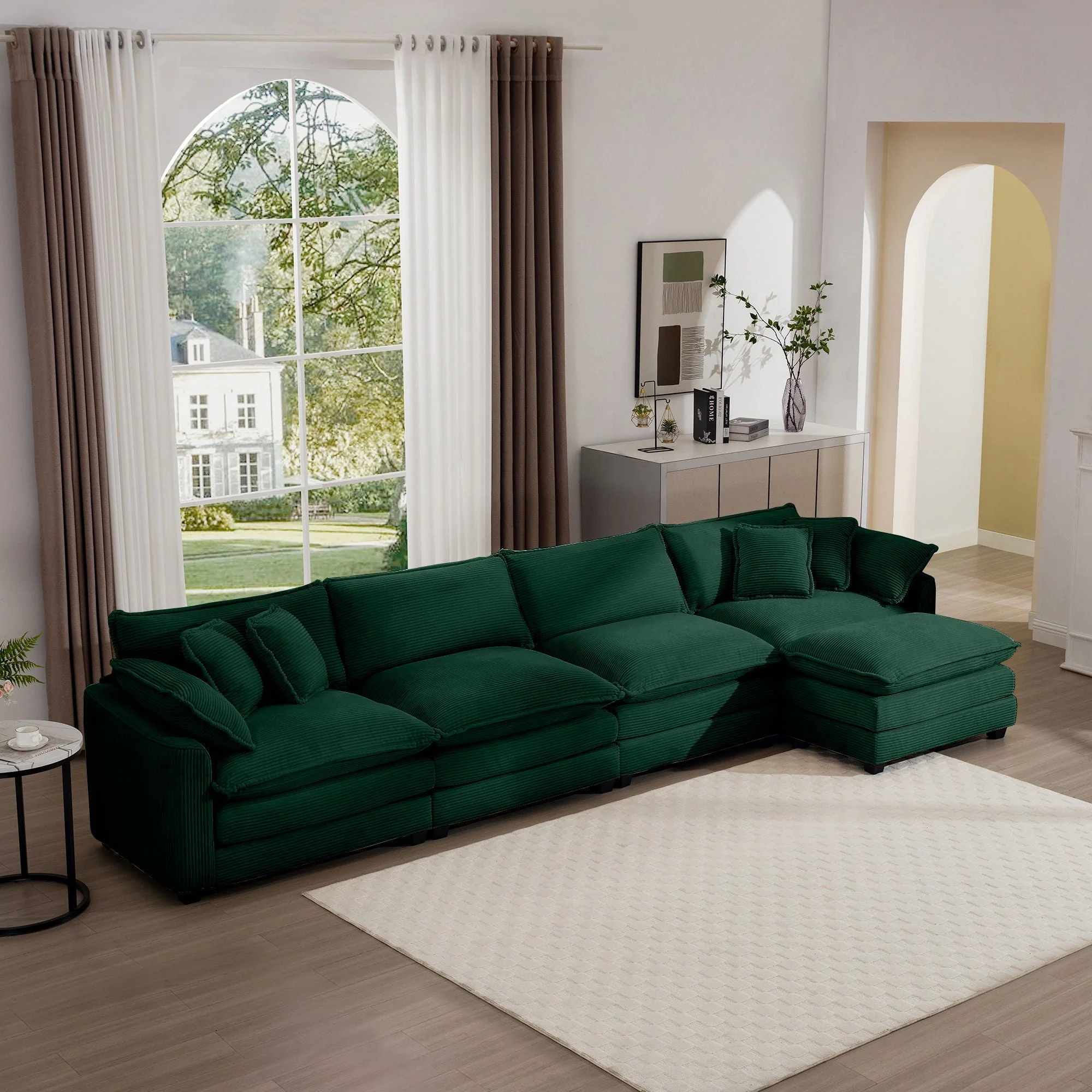 Modern Oversized Modular Cushion Sofa With Ottoman, Low Back, Deep Seating Sofa Set - Image 103