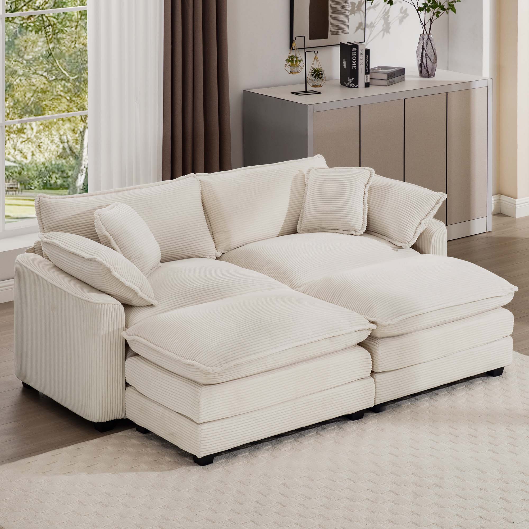 Modern Oversized Modular Cushion Sofa With Ottoman, Low Back, Deep Seating Sofa Set - Image 106