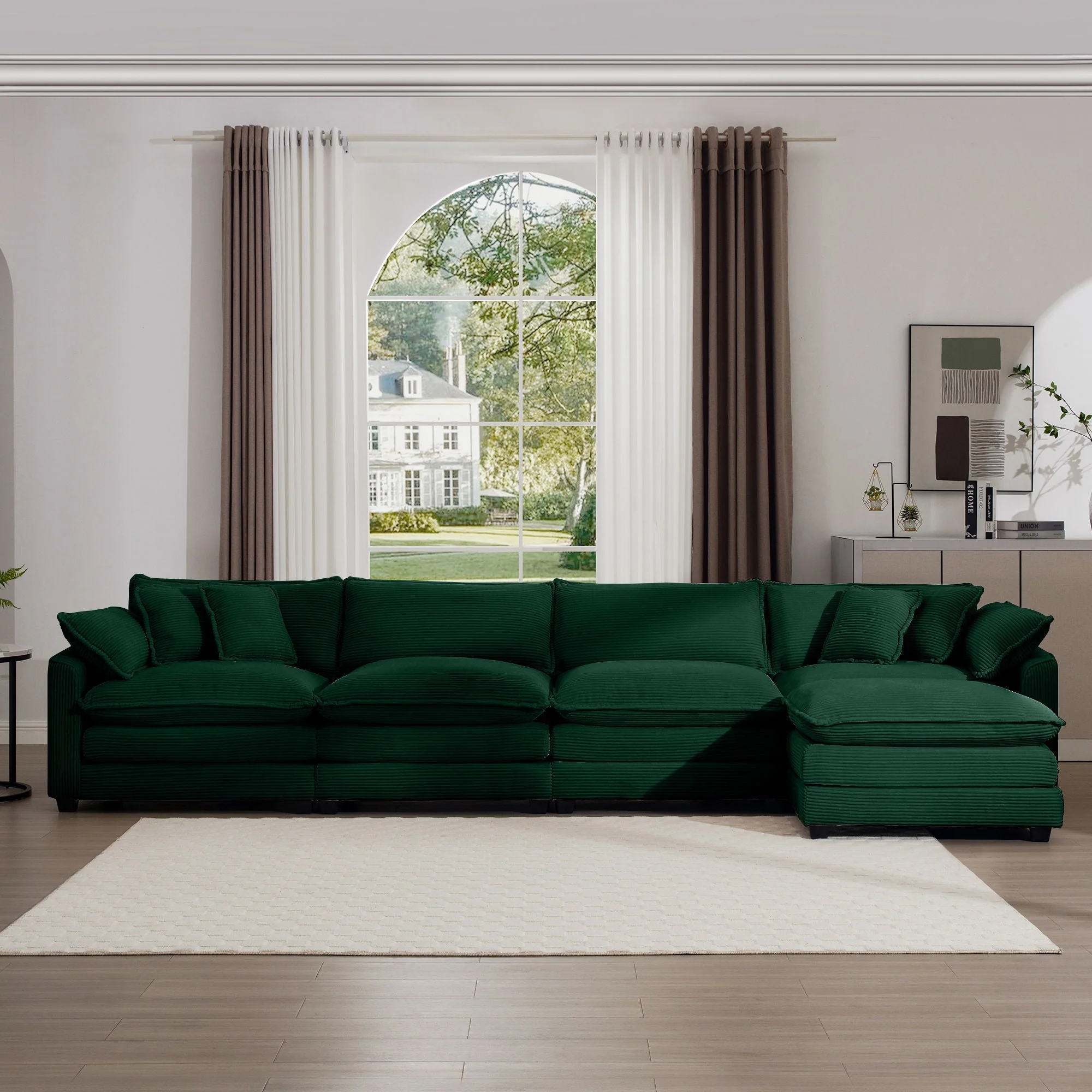 Modern Oversized Modular Cushion Sofa With Ottoman, Low Back, Deep Seating Sofa Set - Image 107