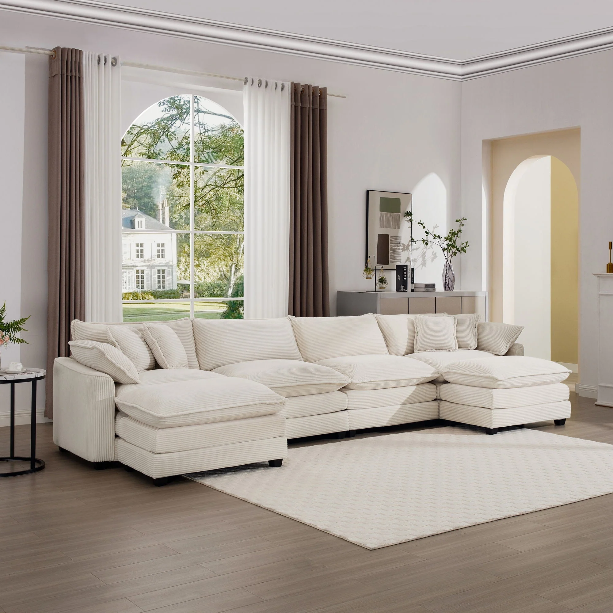 Modern Oversized Modular Cushion Sofa With Ottoman, Low Back, Deep Seating Sofa Set - Image 109
