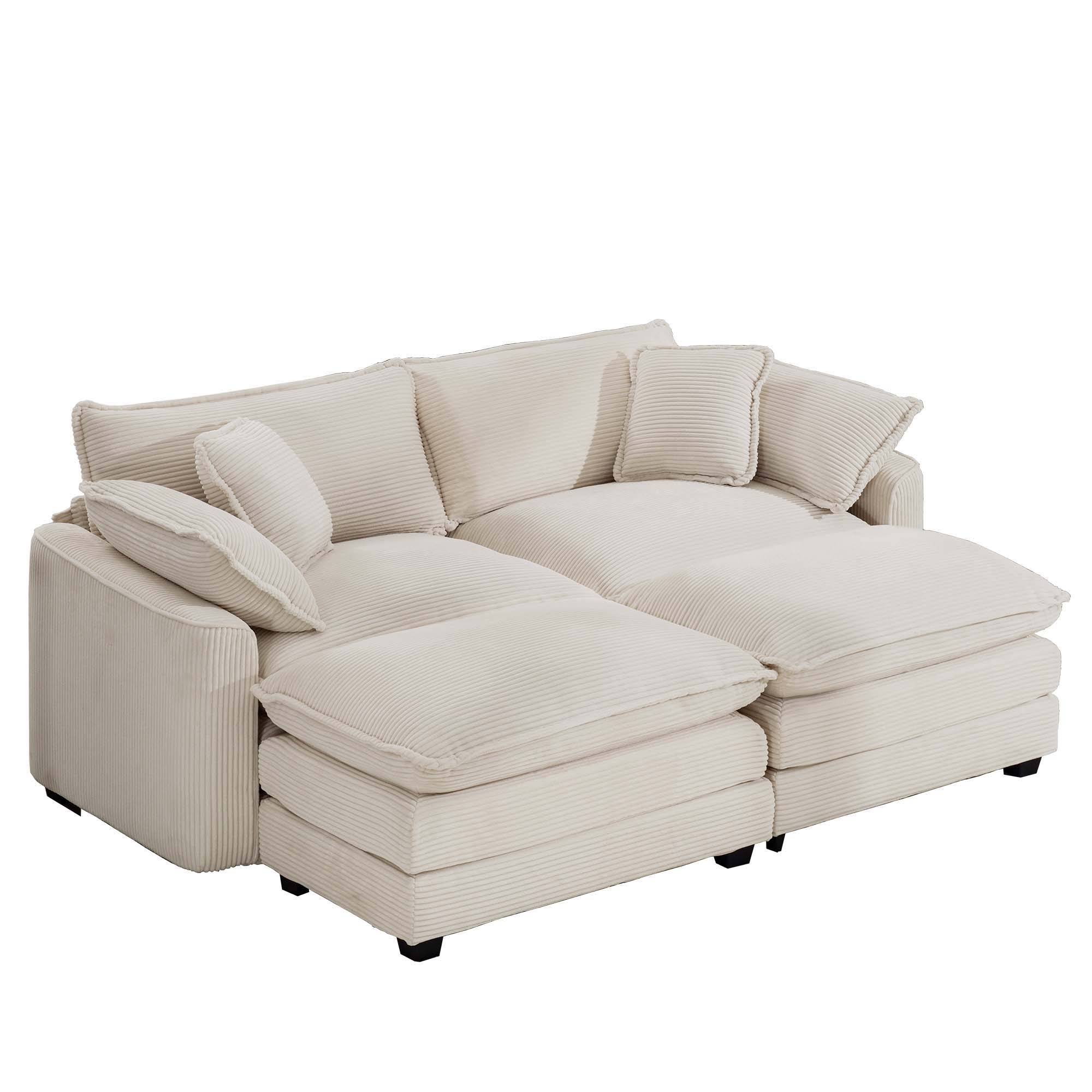 Modern Oversized Modular Cushion Sofa With Ottoman, Low Back, Deep Seating Sofa Set - Image 11