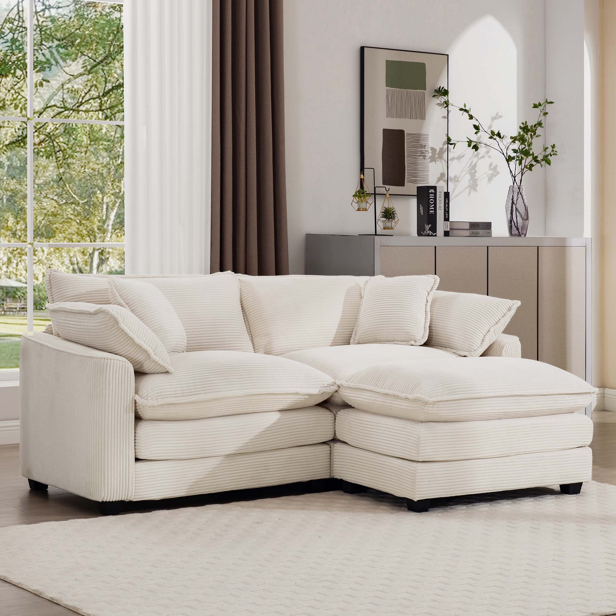 Modern Oversized Modular Cushion Sofa With Ottoman, Low Back, Deep Seating Sofa Set - Image 112