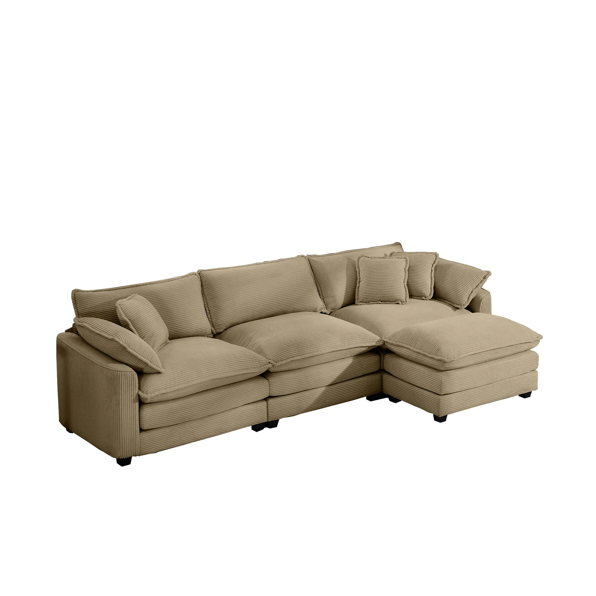 Modern Oversized Modular Cushion Sofa With Ottoman, Low Back, Deep Seating Sofa Set - Image 12