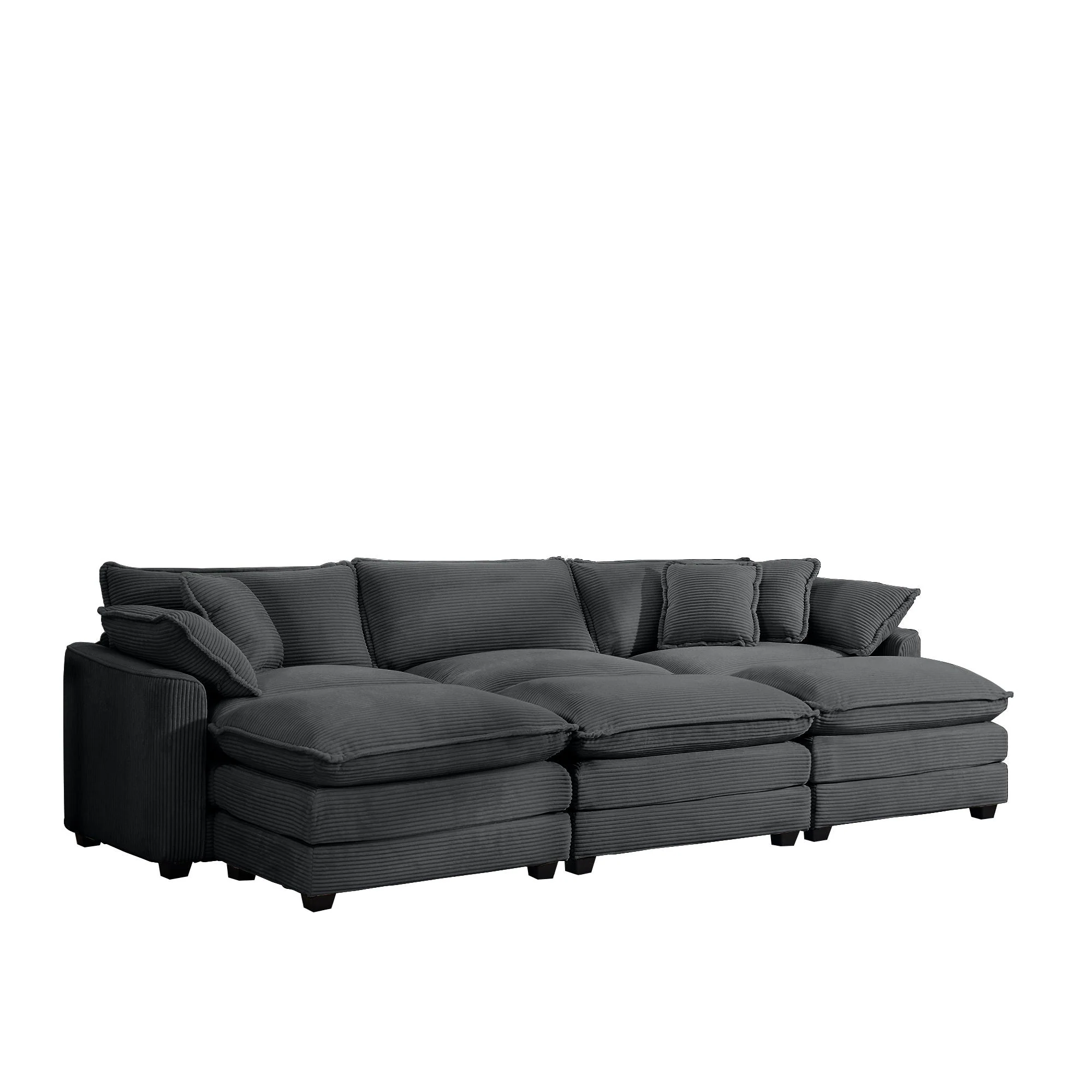 Modern Oversized Modular Cushion Sofa With Ottoman, Low Back, Deep Seating Sofa Set - Image 13
