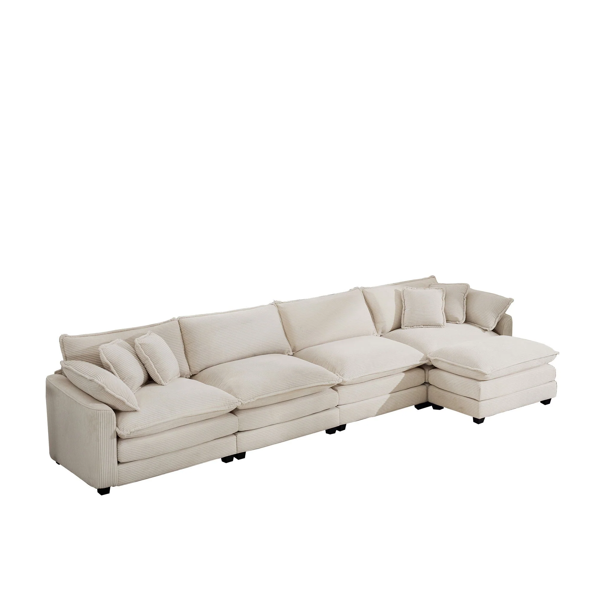 Modern Oversized Modular Cushion Sofa With Ottoman, Low Back, Deep Seating Sofa Set - Image 15
