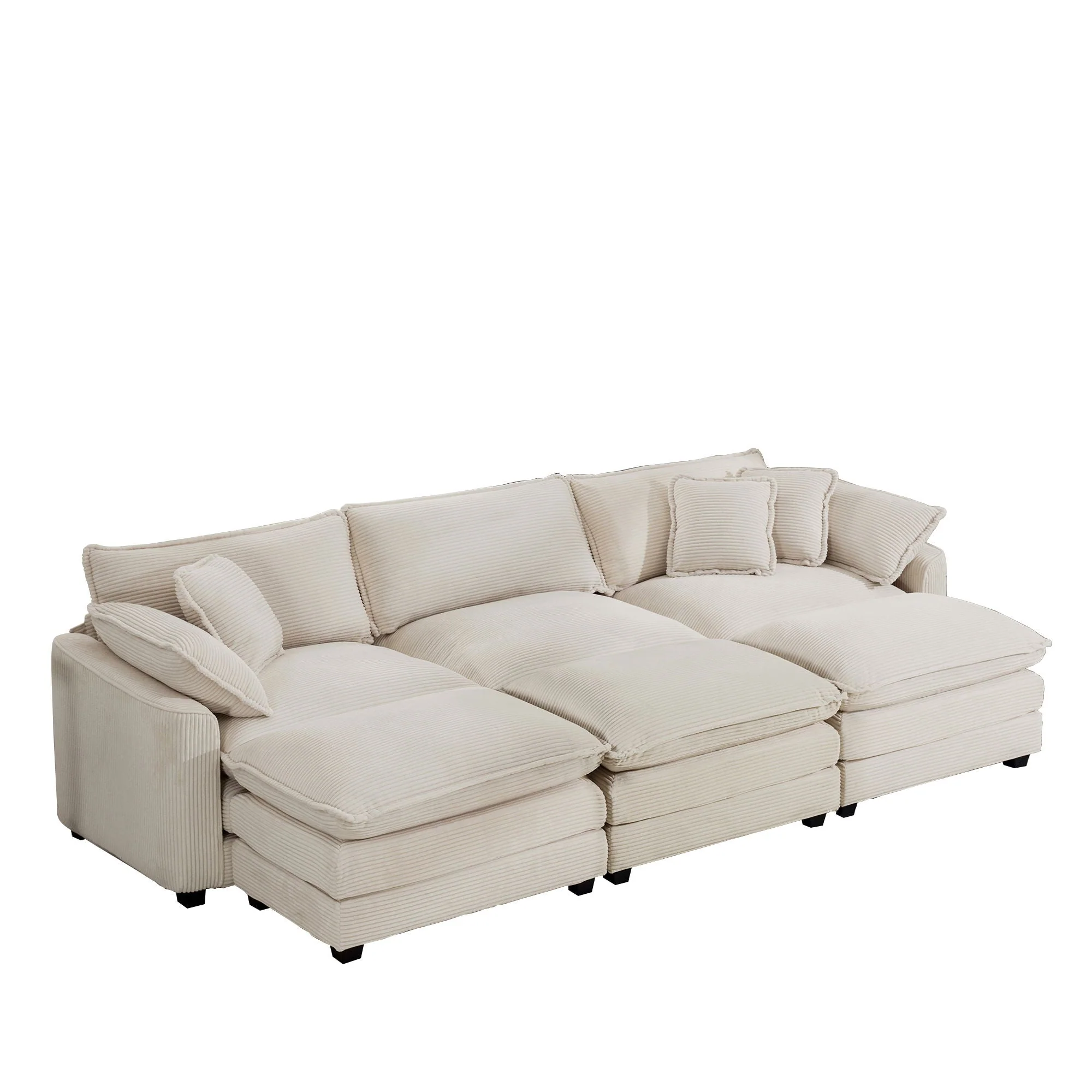Modern Oversized Modular Cushion Sofa With Ottoman, Low Back, Deep Seating Sofa Set - Image 17