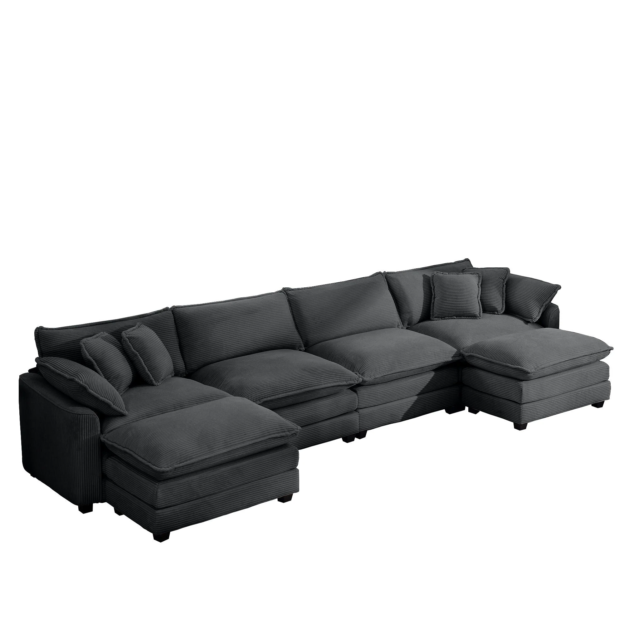 Modern Oversized Modular Cushion Sofa With Ottoman, Low Back, Deep Seating Sofa Set - Image 19
