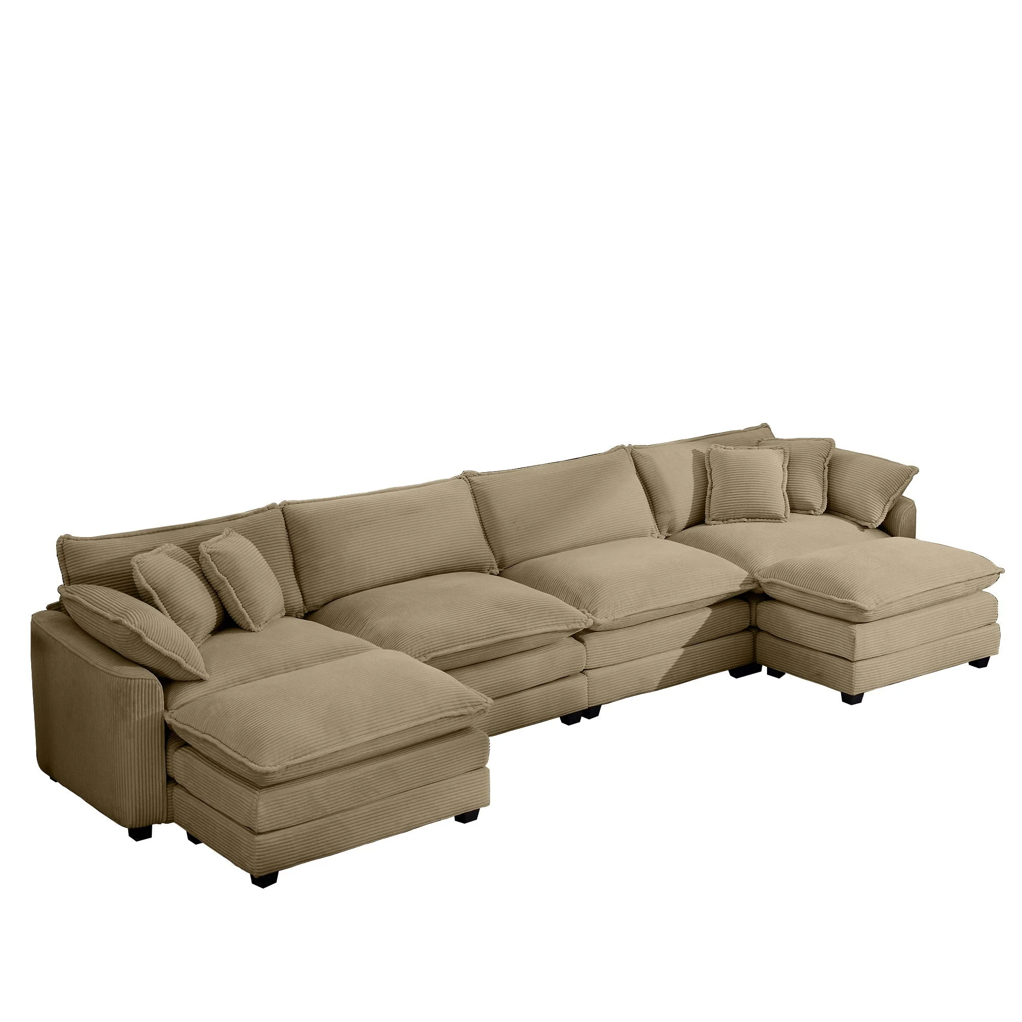Modern Oversized Modular Cushion Sofa With Ottoman, Low Back, Deep Seating Sofa Set - Image 2
