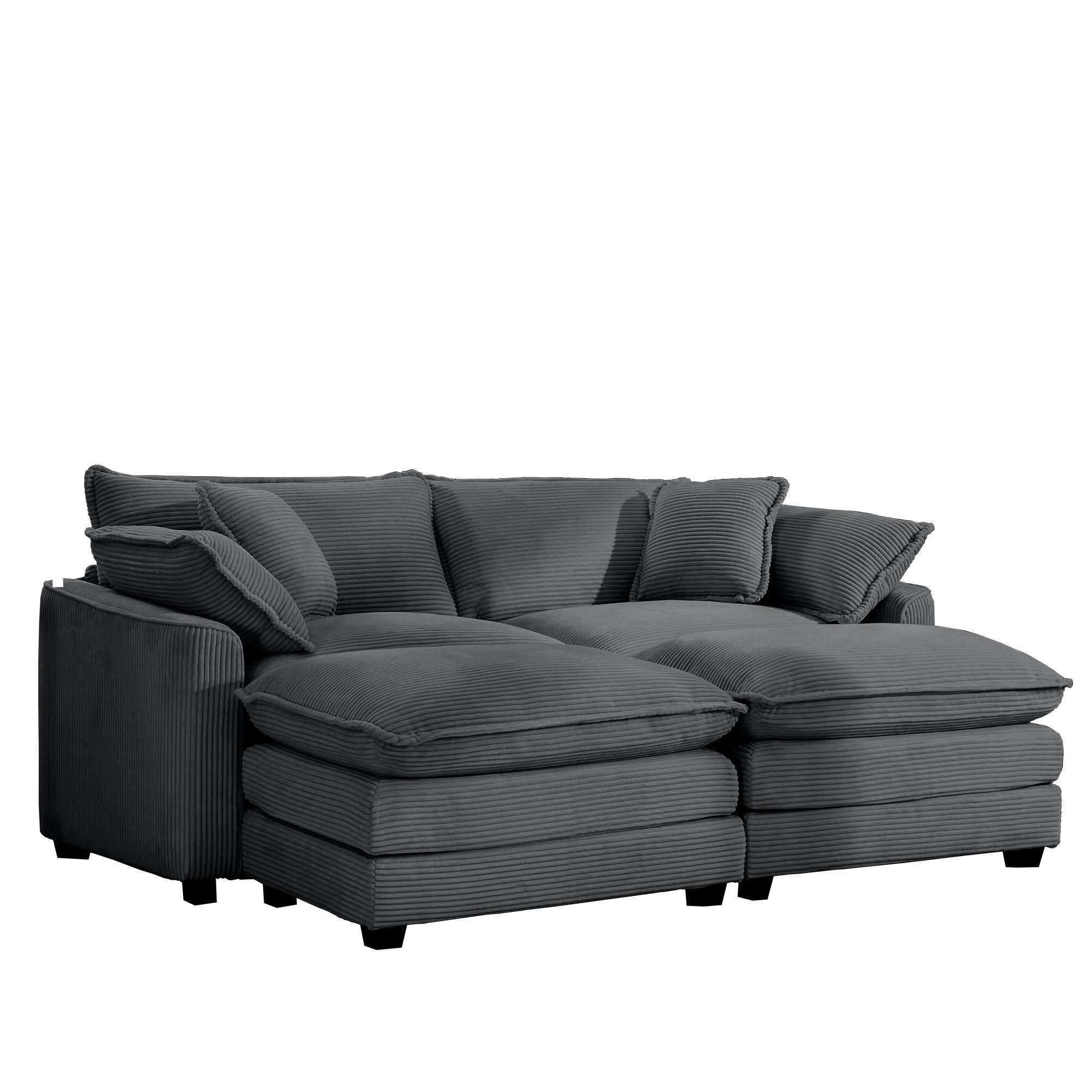 Modern Oversized Modular Cushion Sofa With Ottoman, Low Back, Deep Seating Sofa Set - Image 21
