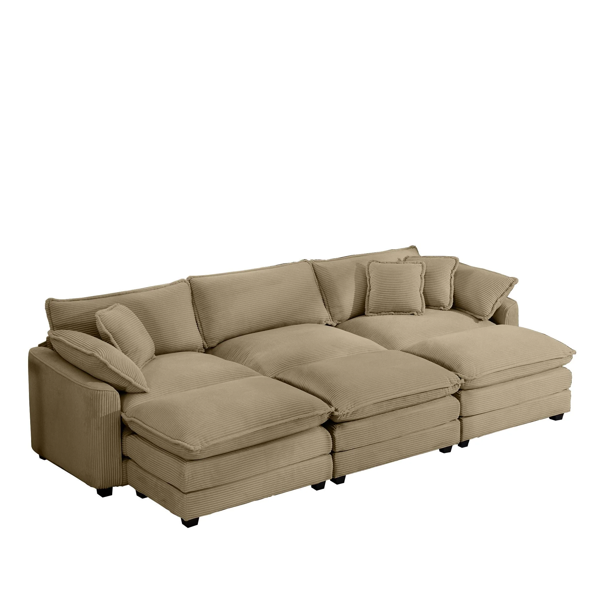 Modern Oversized Modular Cushion Sofa With Ottoman, Low Back, Deep Seating Sofa Set - Image 22