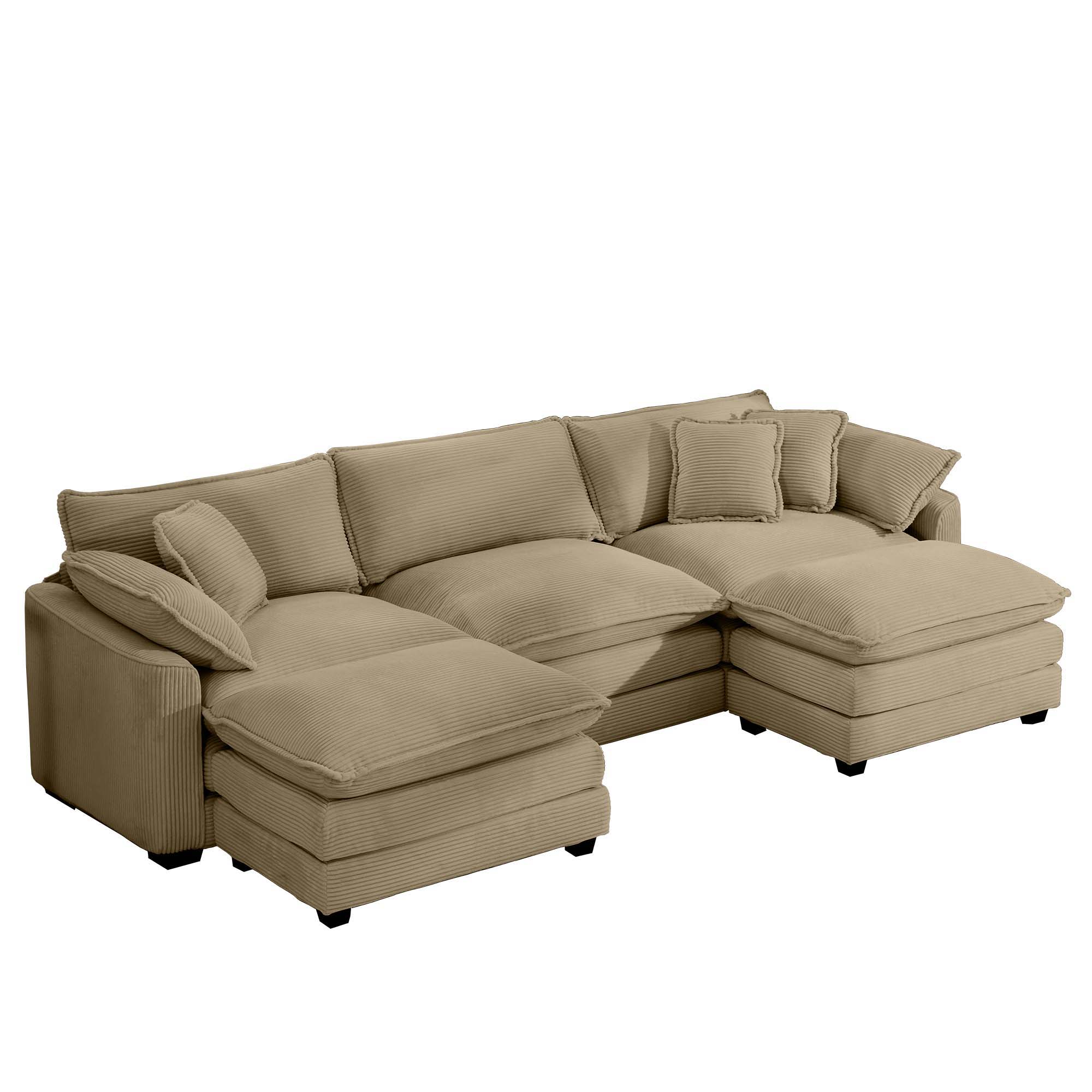 Modern Oversized Modular Cushion Sofa With Ottoman, Low Back, Deep Seating Sofa Set - Image 24