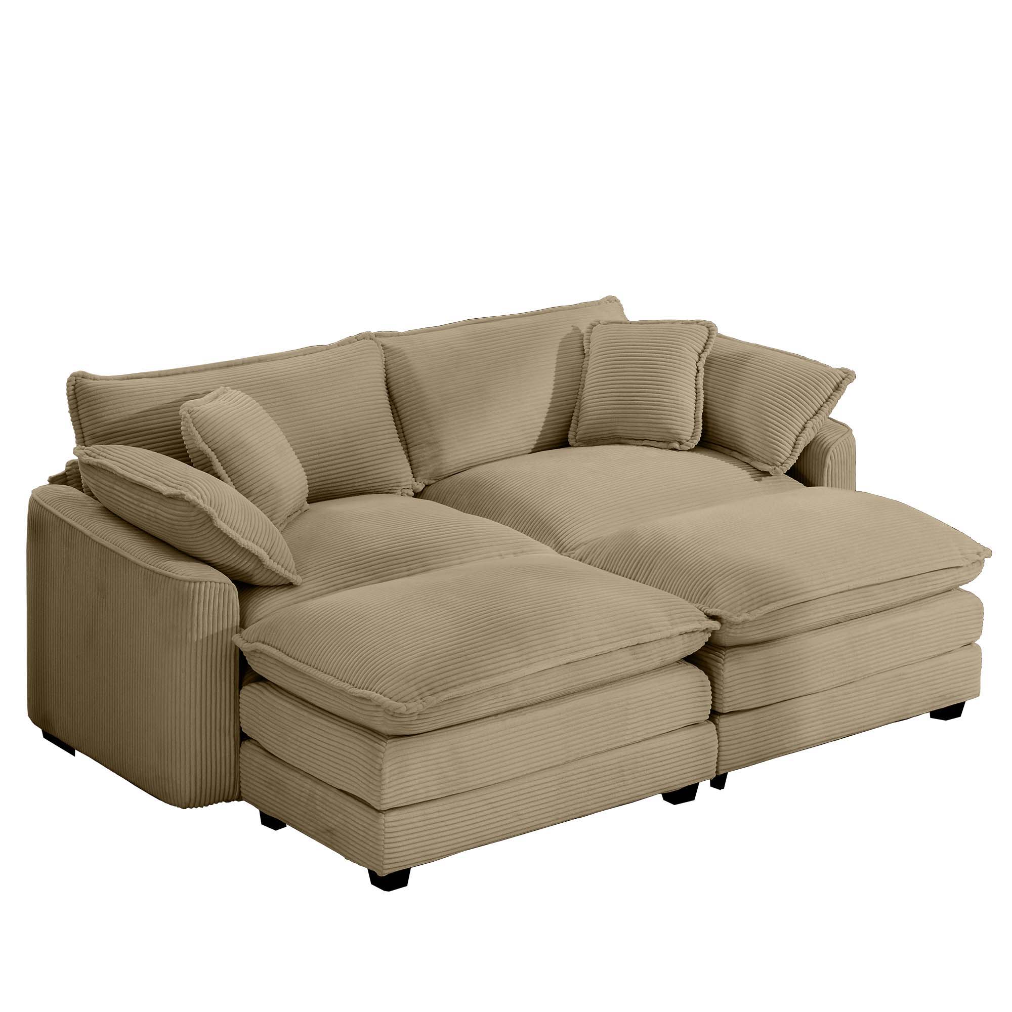 Modern Oversized Modular Cushion Sofa With Ottoman, Low Back, Deep Seating Sofa Set - Image 25