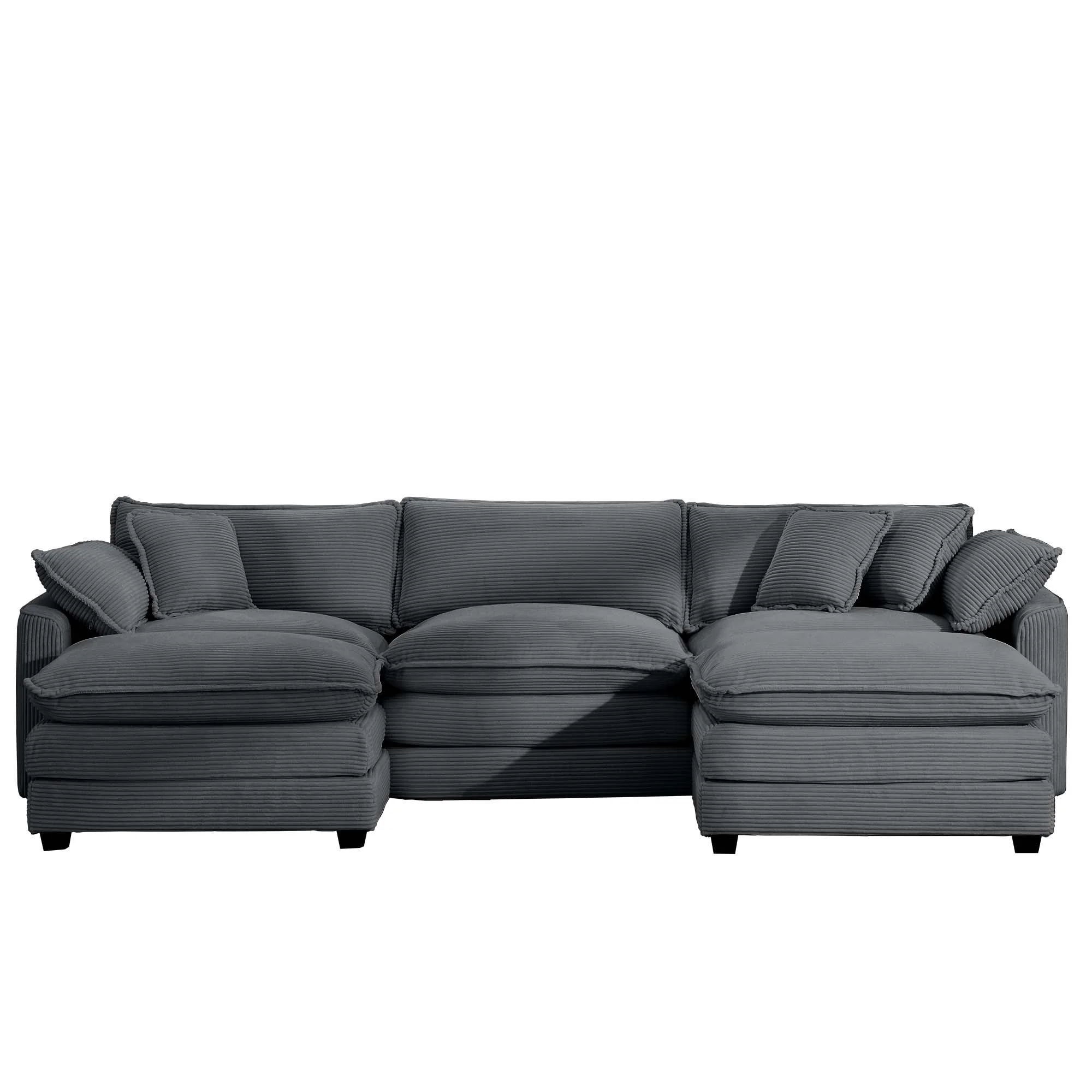 Modern Oversized Modular Cushion Sofa With Ottoman, Low Back, Deep Seating Sofa Set - Image 27