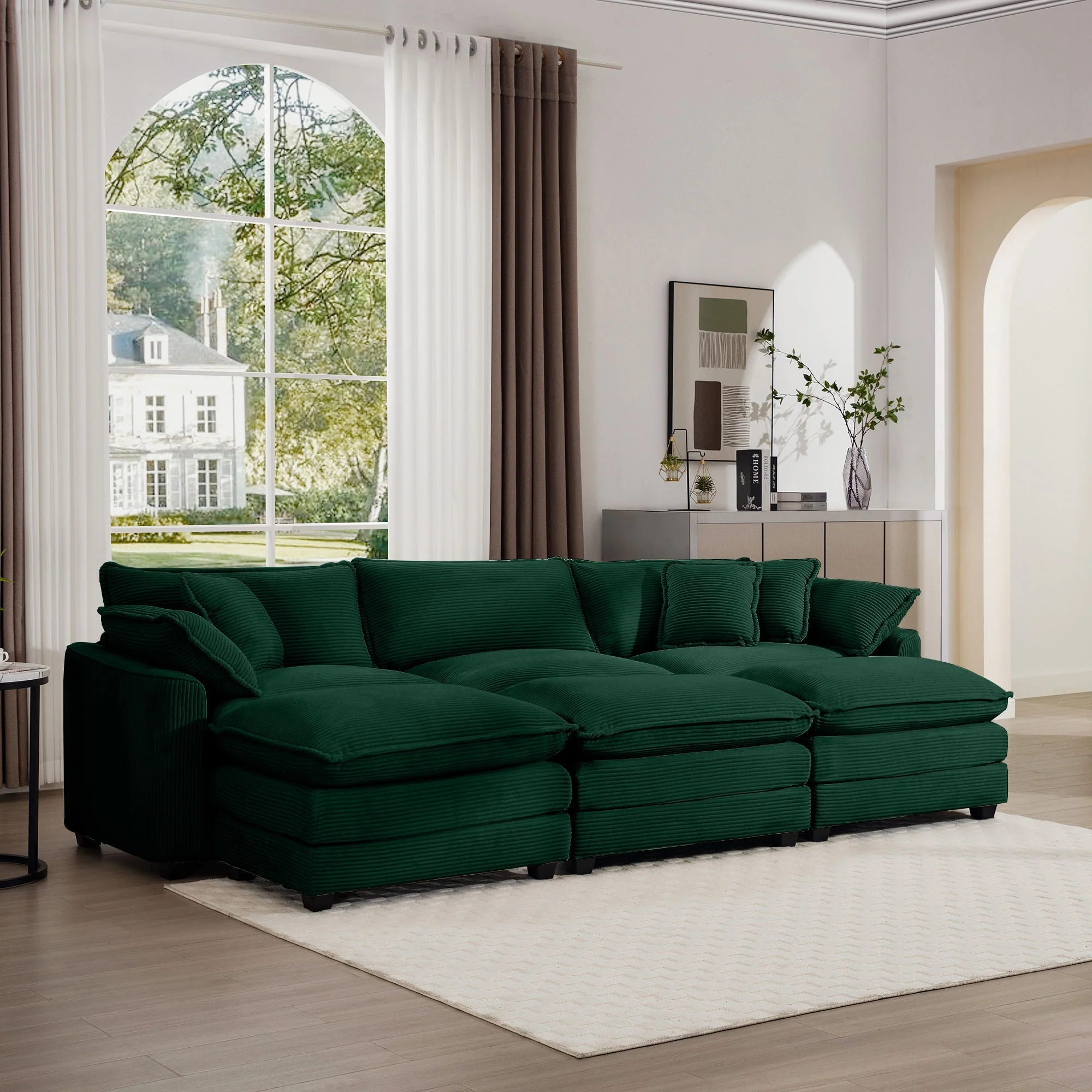 Modern Oversized Modular Cushion Sofa With Ottoman, Low Back, Deep Seating Sofa Set - Image 30