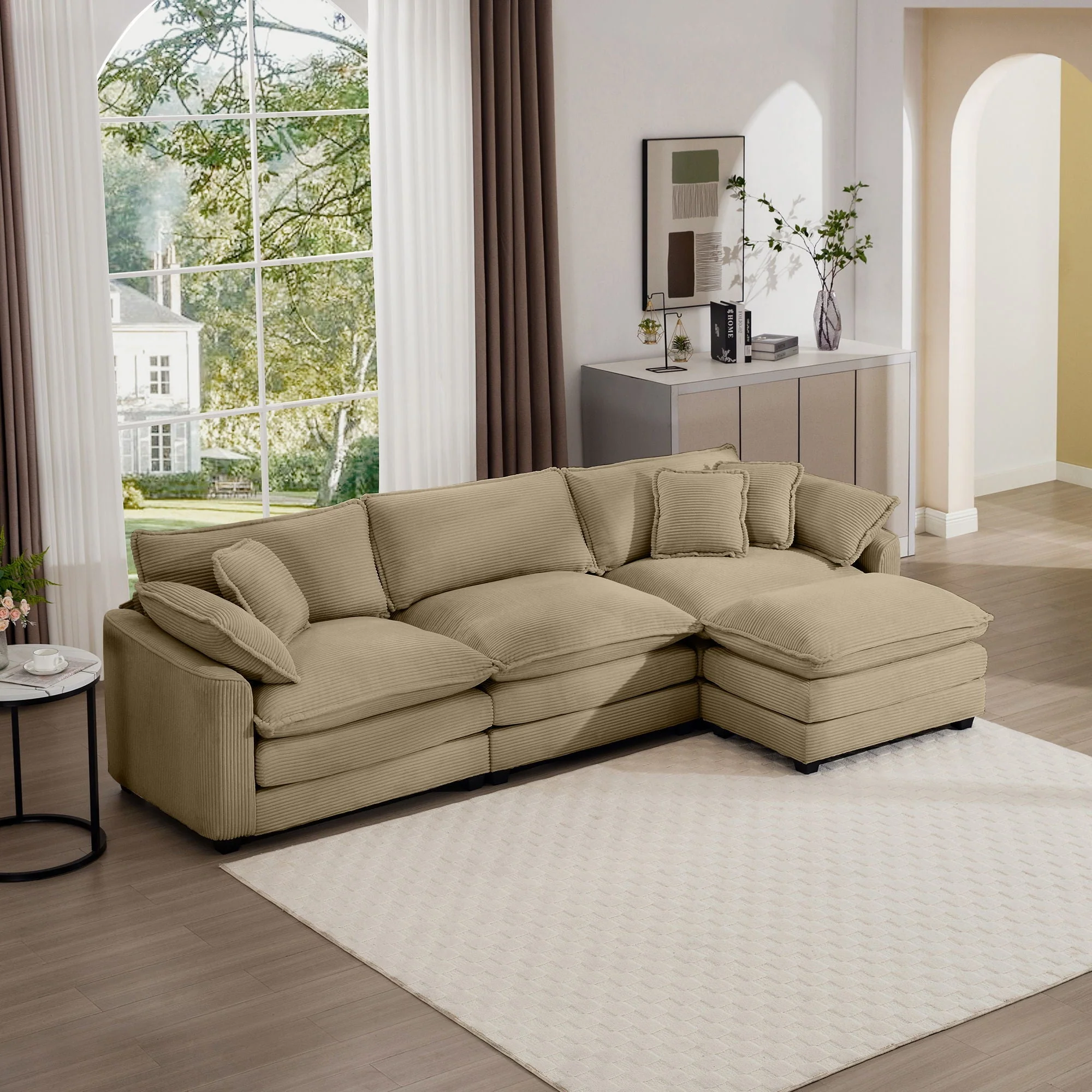 Modern Oversized Modular Cushion Sofa With Ottoman, Low Back, Deep Seating Sofa Set - Image 35