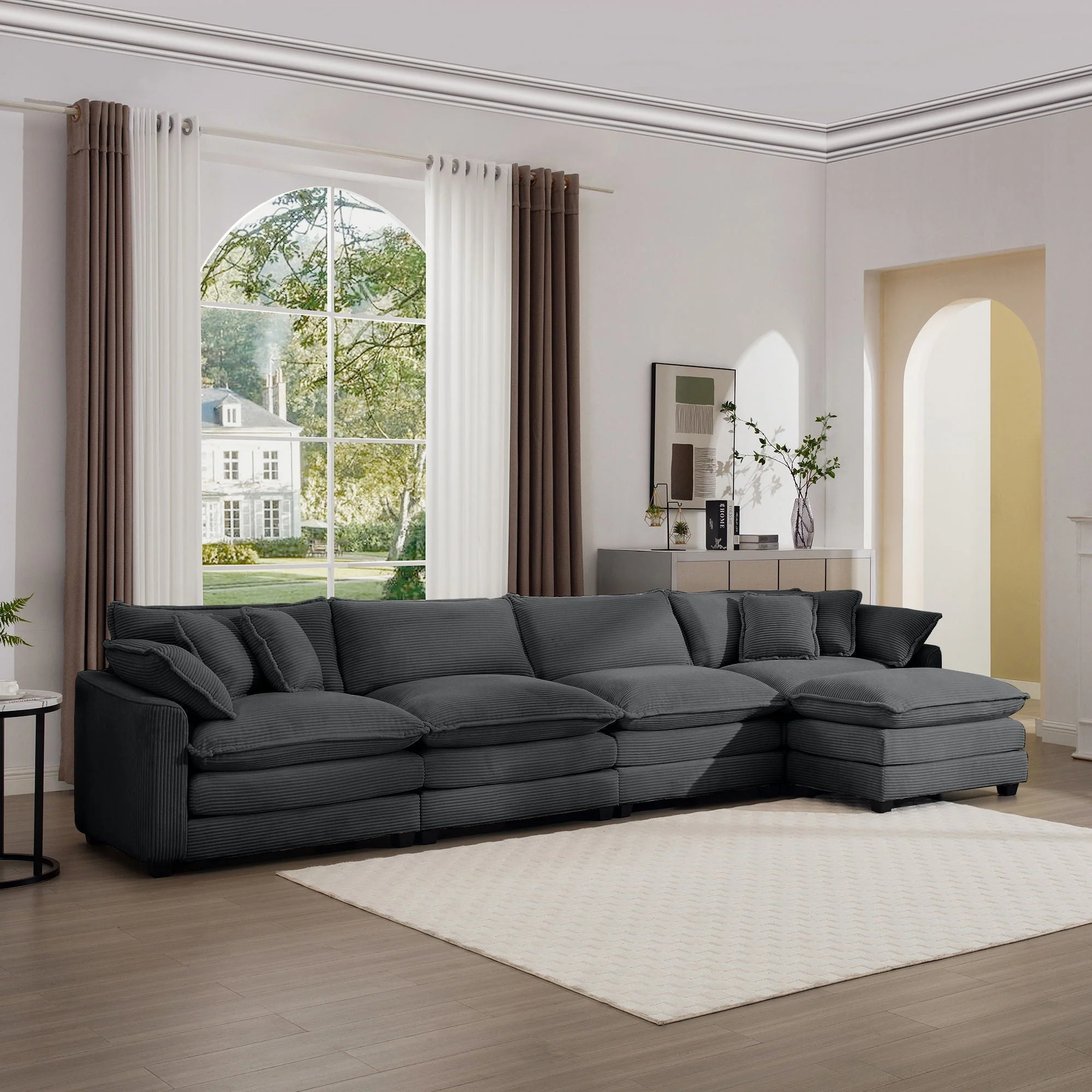 Modern Oversized Modular Cushion Sofa With Ottoman, Low Back, Deep Seating Sofa Set - Image 39