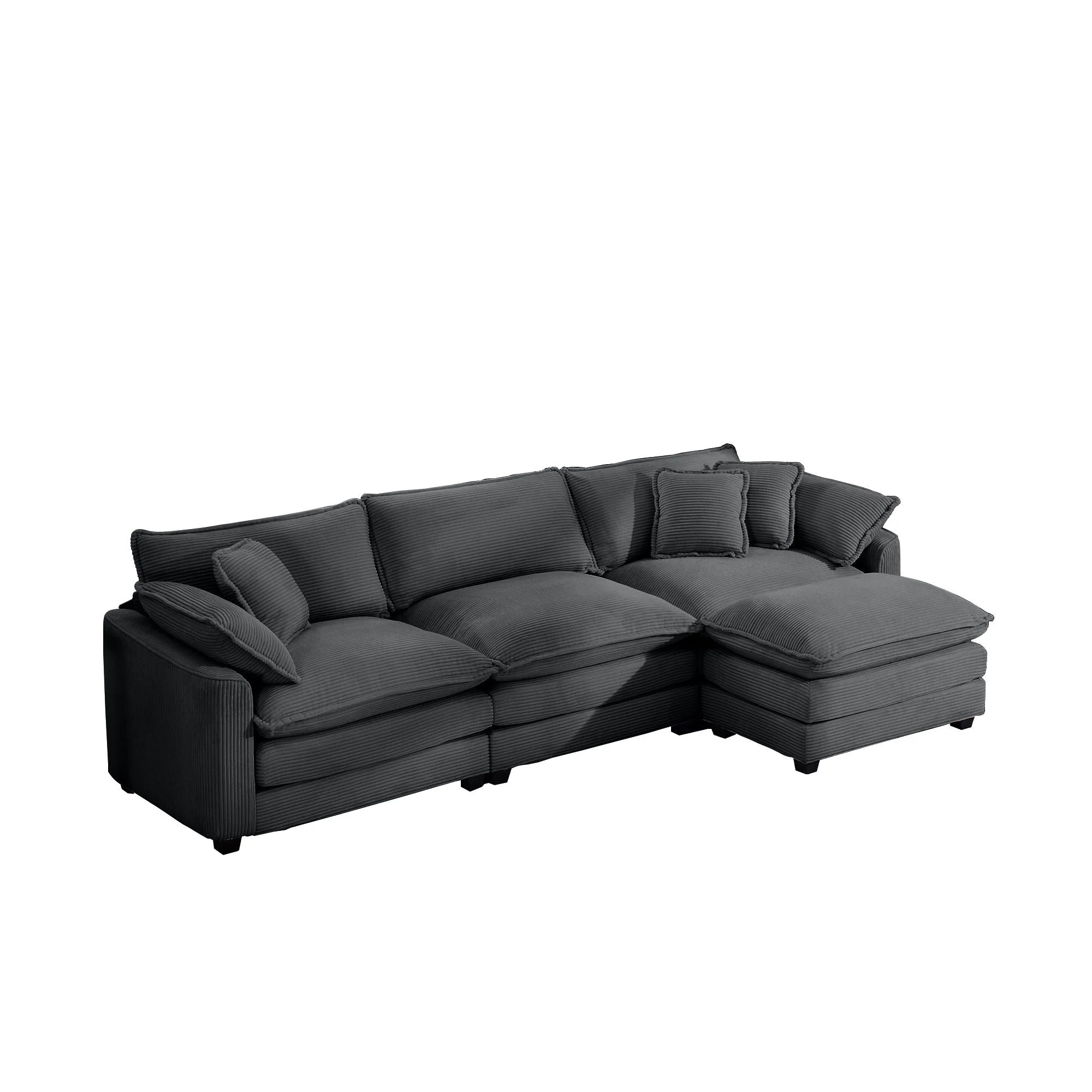 Modern Oversized Modular Cushion Sofa With Ottoman, Low Back, Deep Seating Sofa Set - Image 4