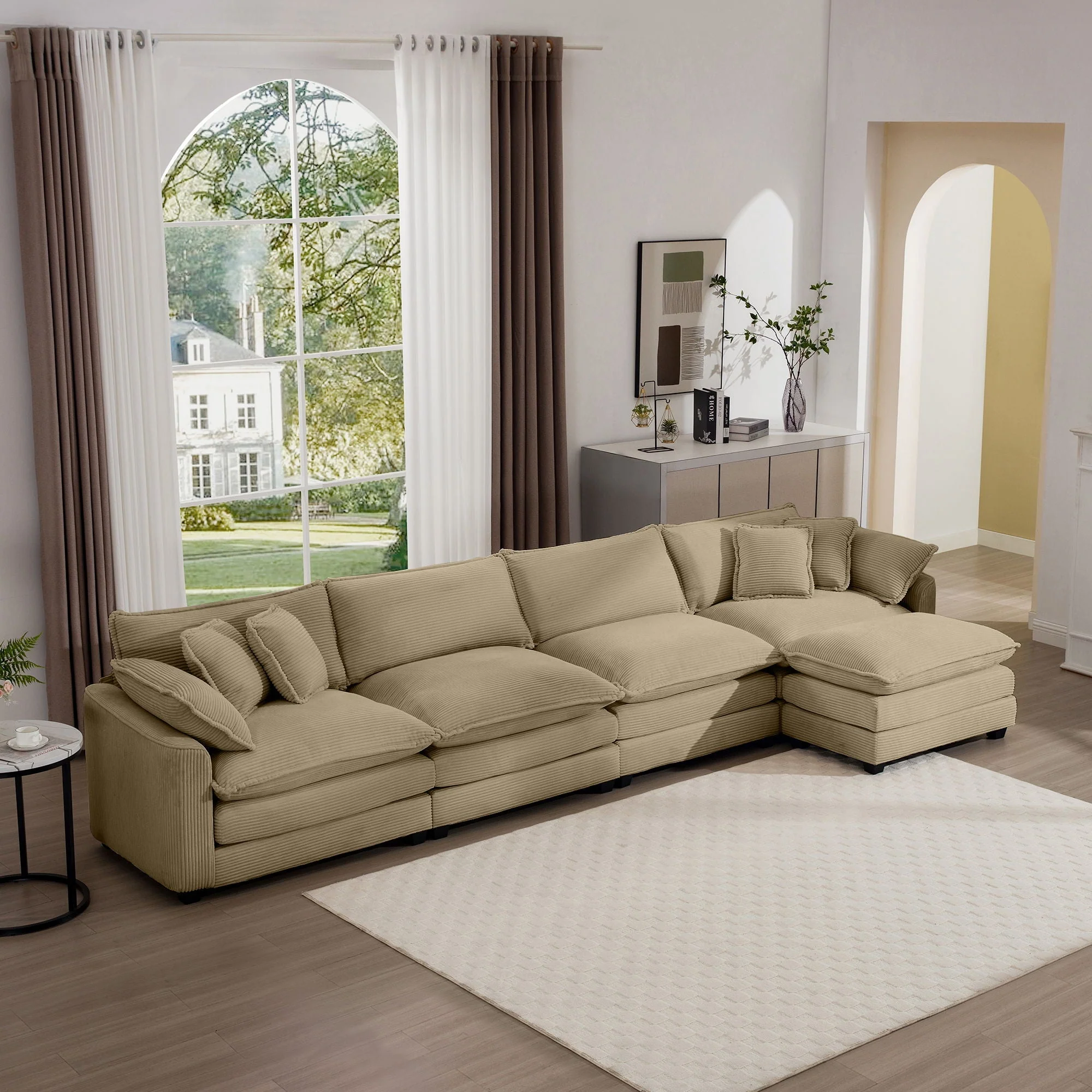 Modern Oversized Modular Cushion Sofa With Ottoman, Low Back, Deep Seating Sofa Set - Image 44