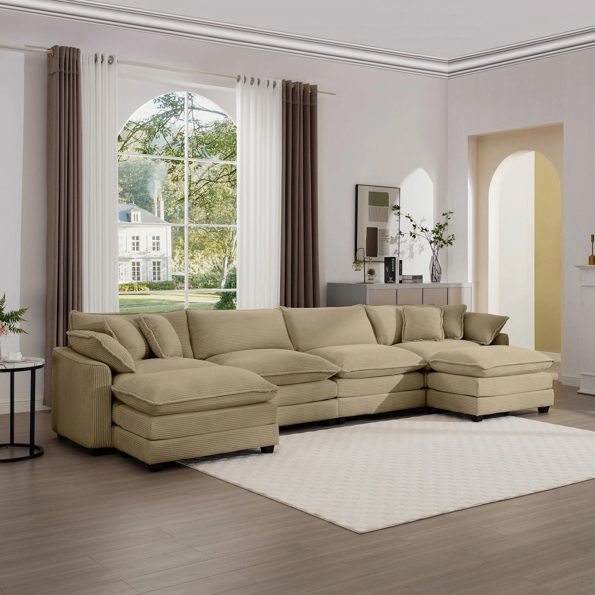 Modern Oversized Modular Cushion Sofa With Ottoman, Low Back, Deep Seating Sofa Set - Image 46