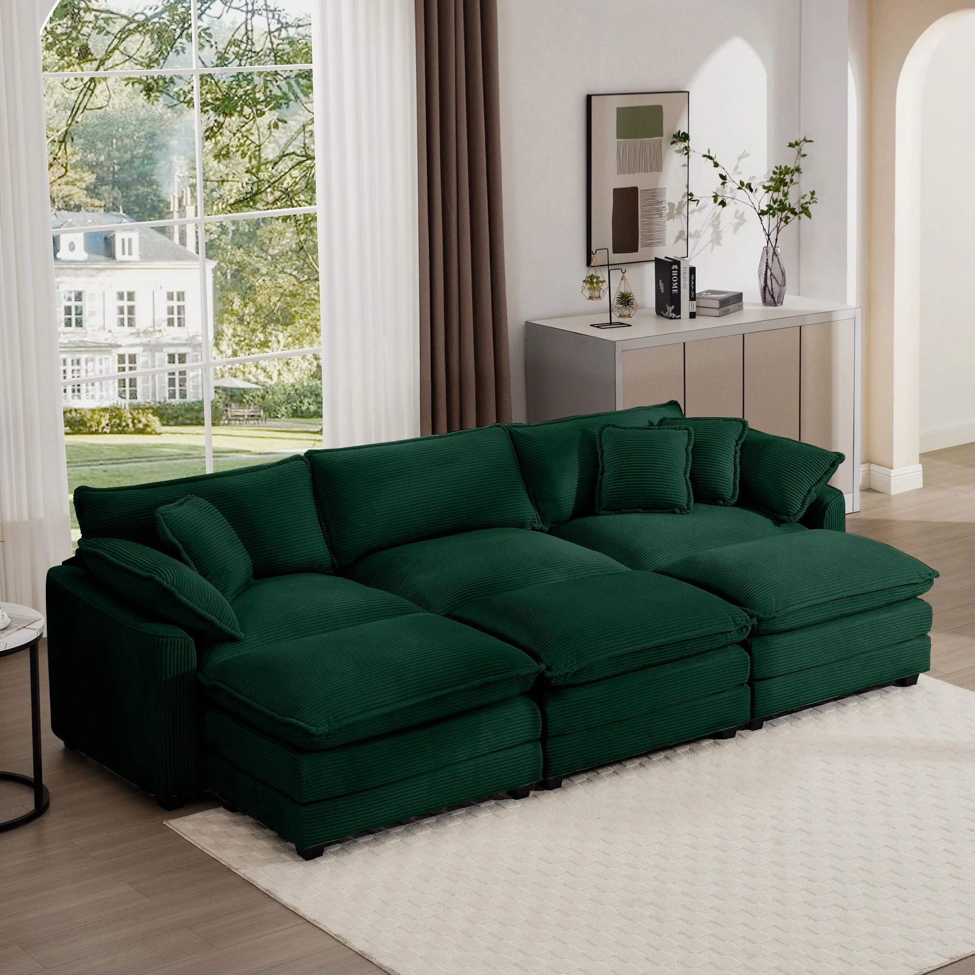 Modern Oversized Modular Cushion Sofa With Ottoman, Low Back, Deep Seating Sofa Set - Image 49