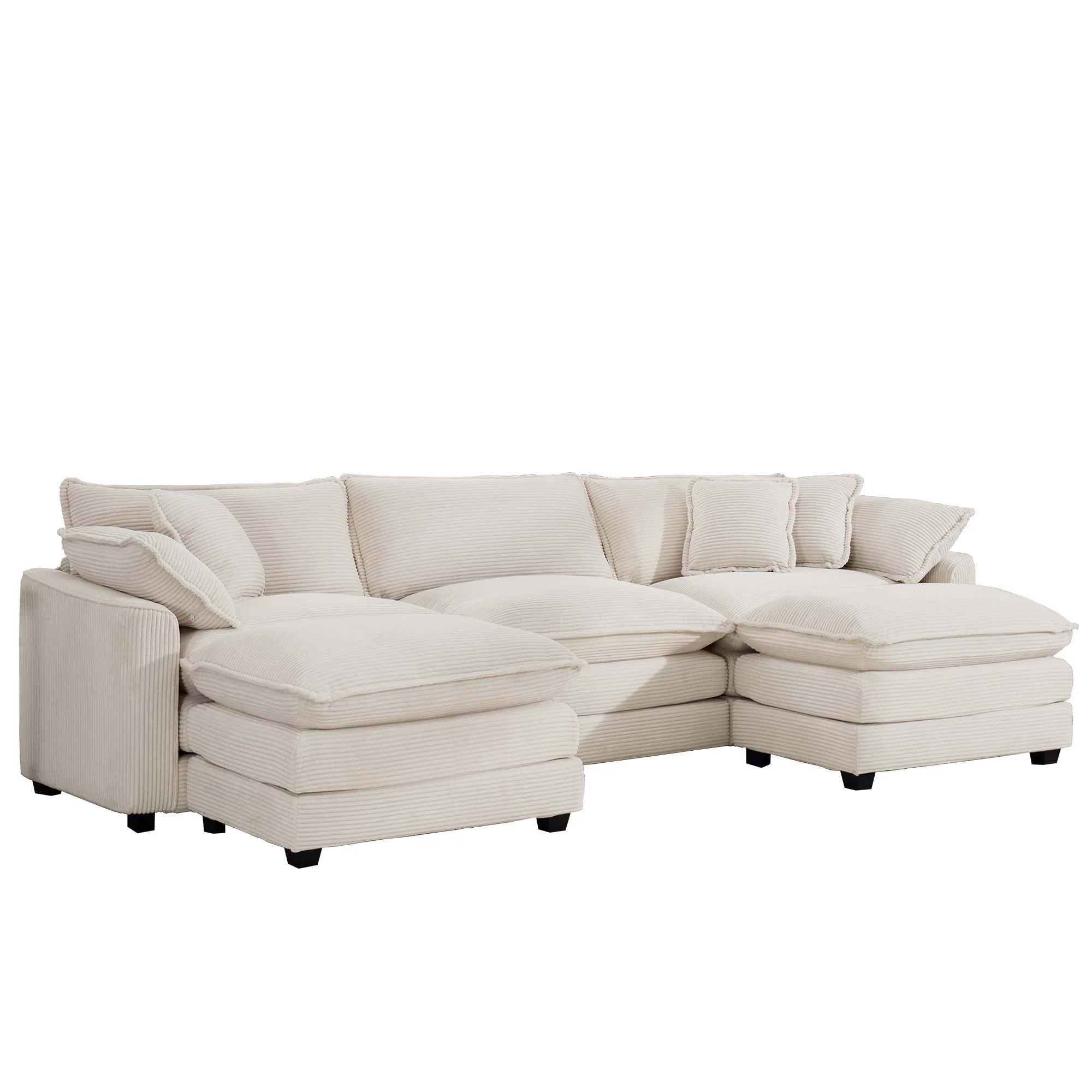 Modern Oversized Modular Cushion Sofa With Ottoman, Low Back, Deep Seating Sofa Set - Image 5