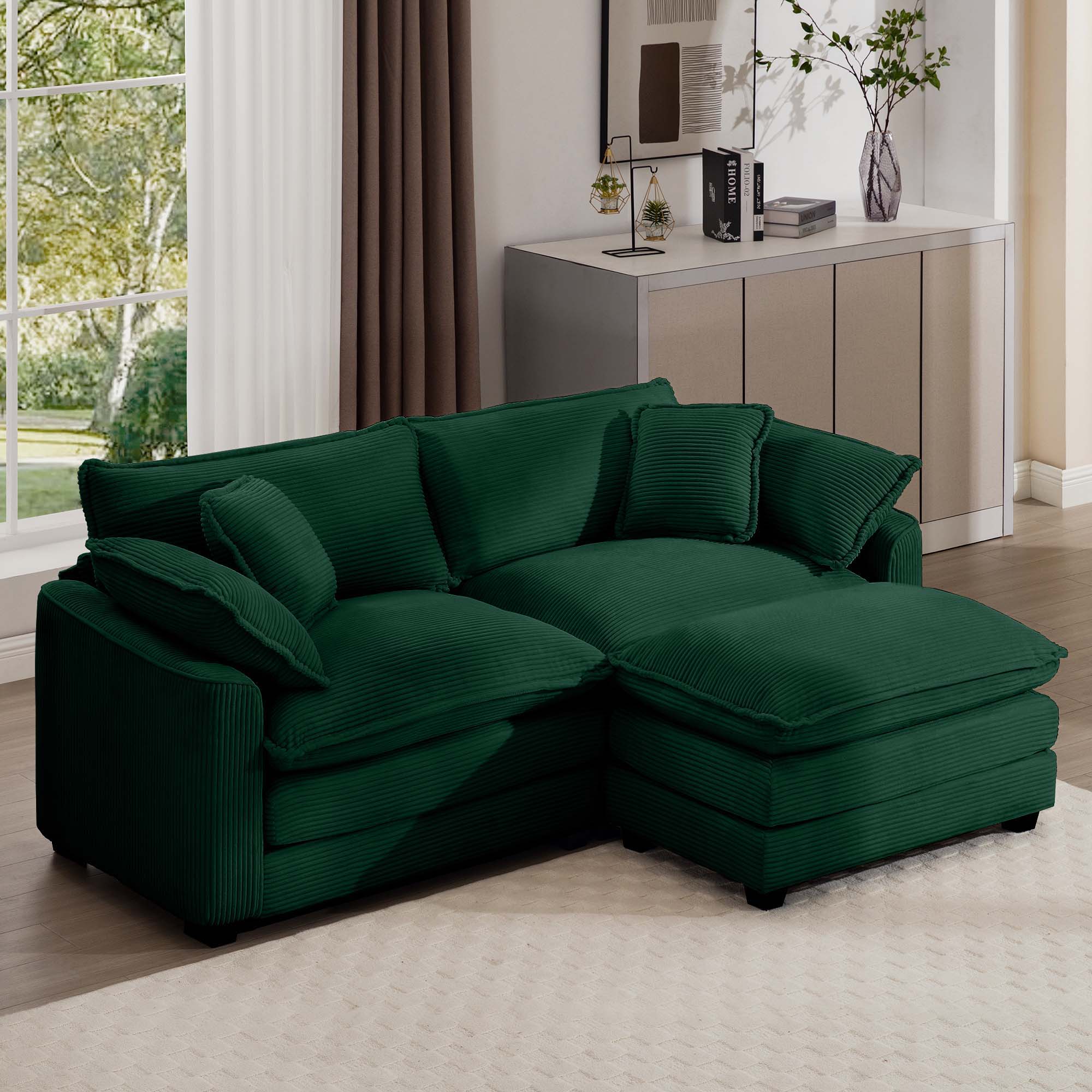 Modern Oversized Modular Cushion Sofa With Ottoman, Low Back, Deep Seating Sofa Set - Image 51