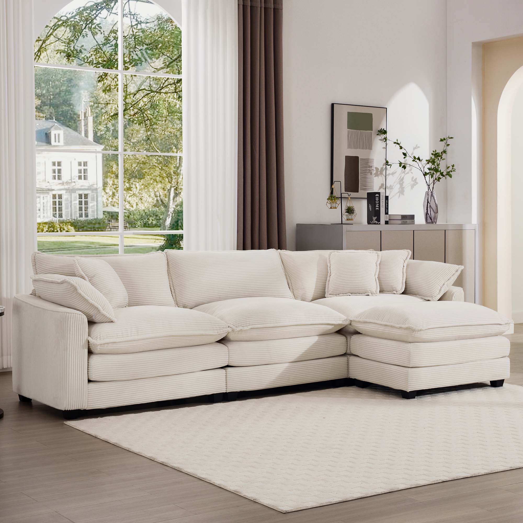 Modern Oversized Modular Cushion Sofa With Ottoman, Low Back, Deep Seating Sofa Set - Image 52