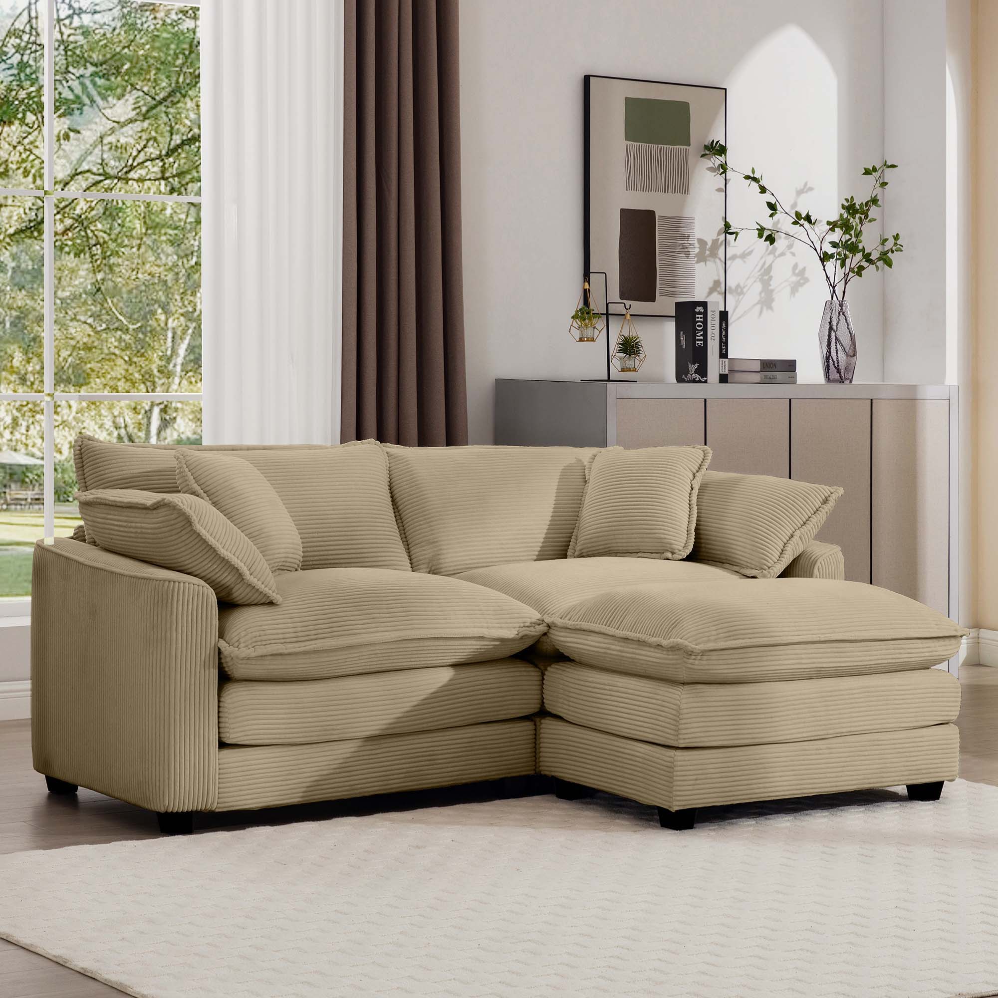 Modern Oversized Modular Cushion Sofa With Ottoman, Low Back, Deep Seating Sofa Set - Image 54