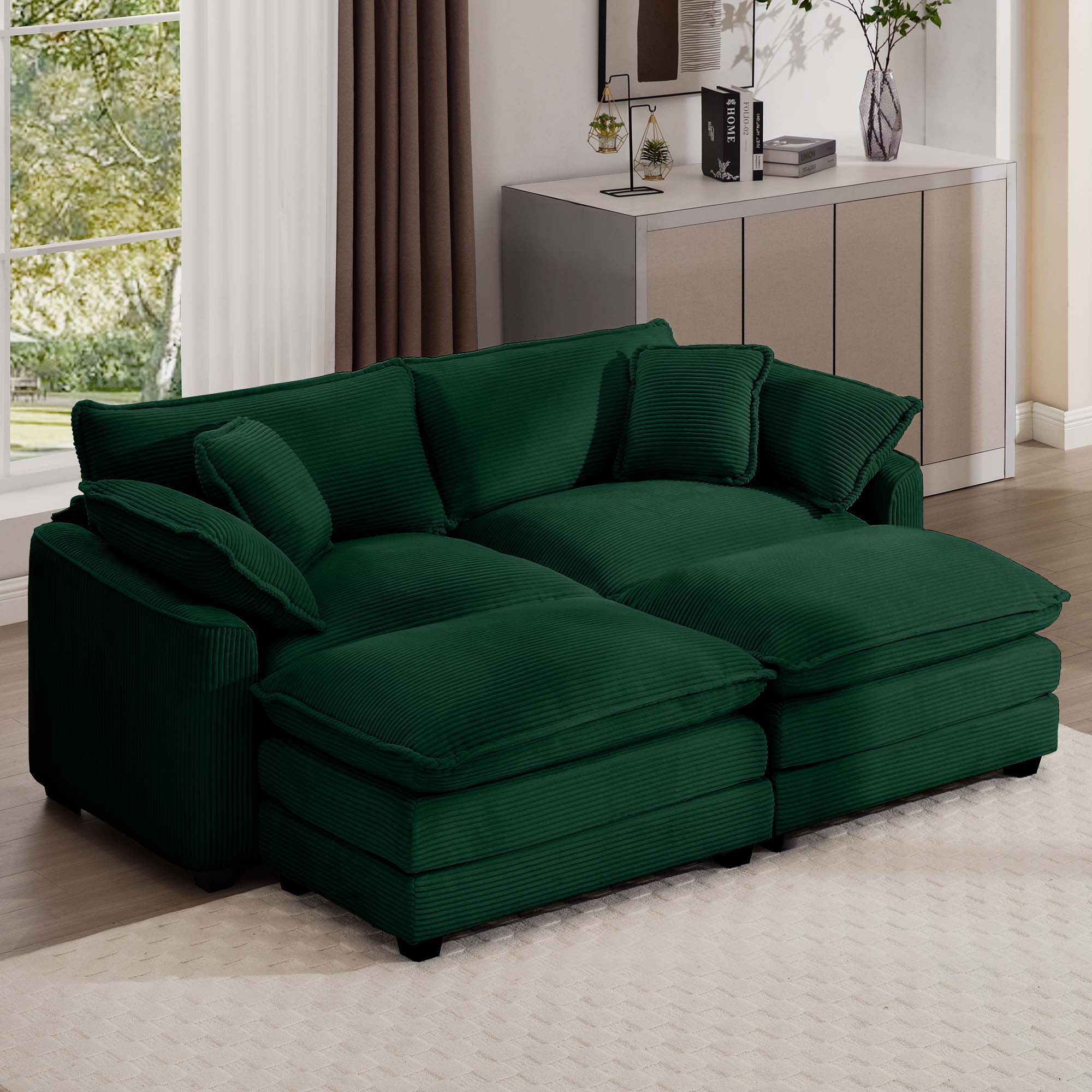 Modern Oversized Modular Cushion Sofa With Ottoman, Low Back, Deep Seating Sofa Set - Image 55